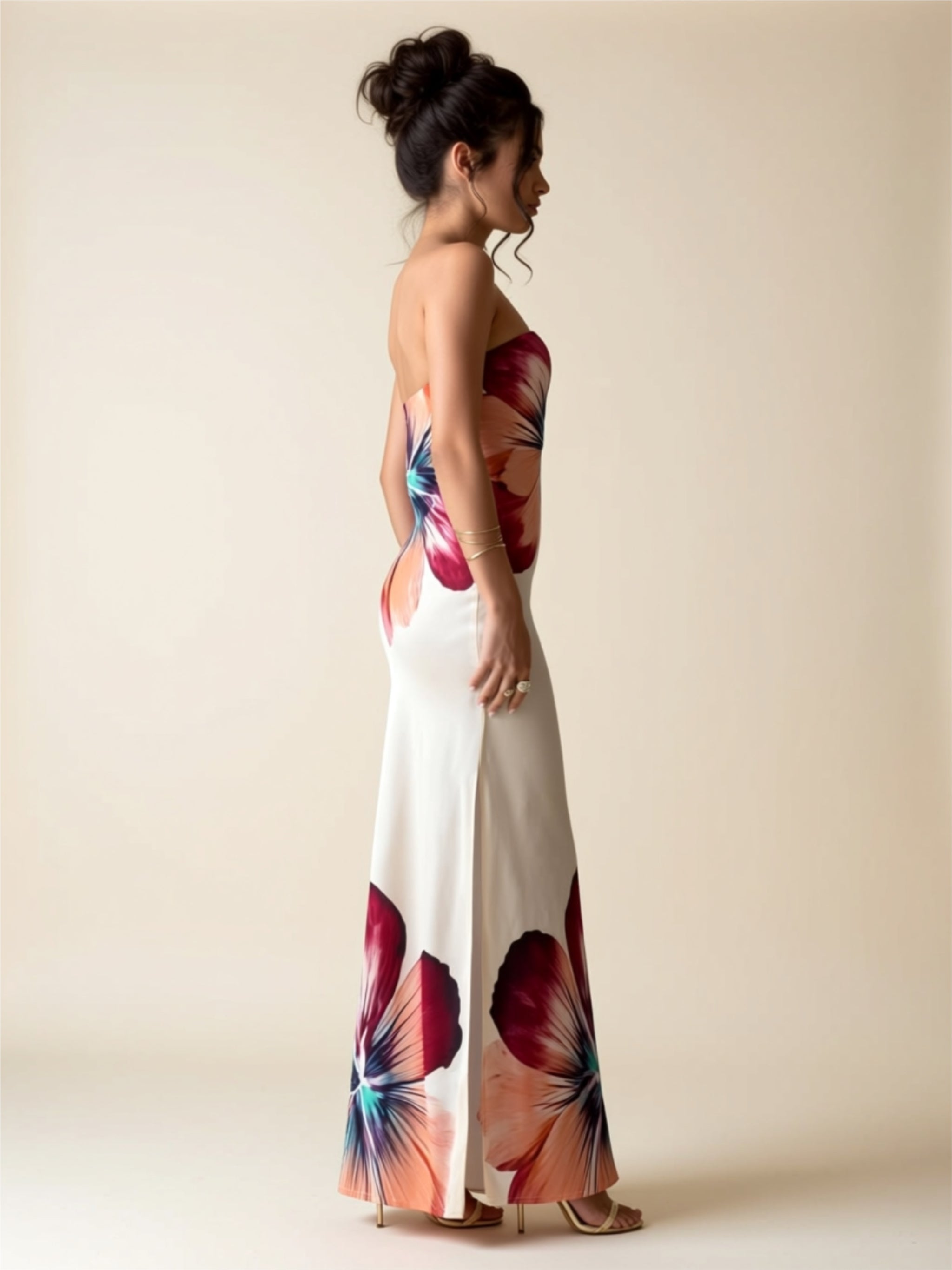 Strapless Floral Maxi Dress