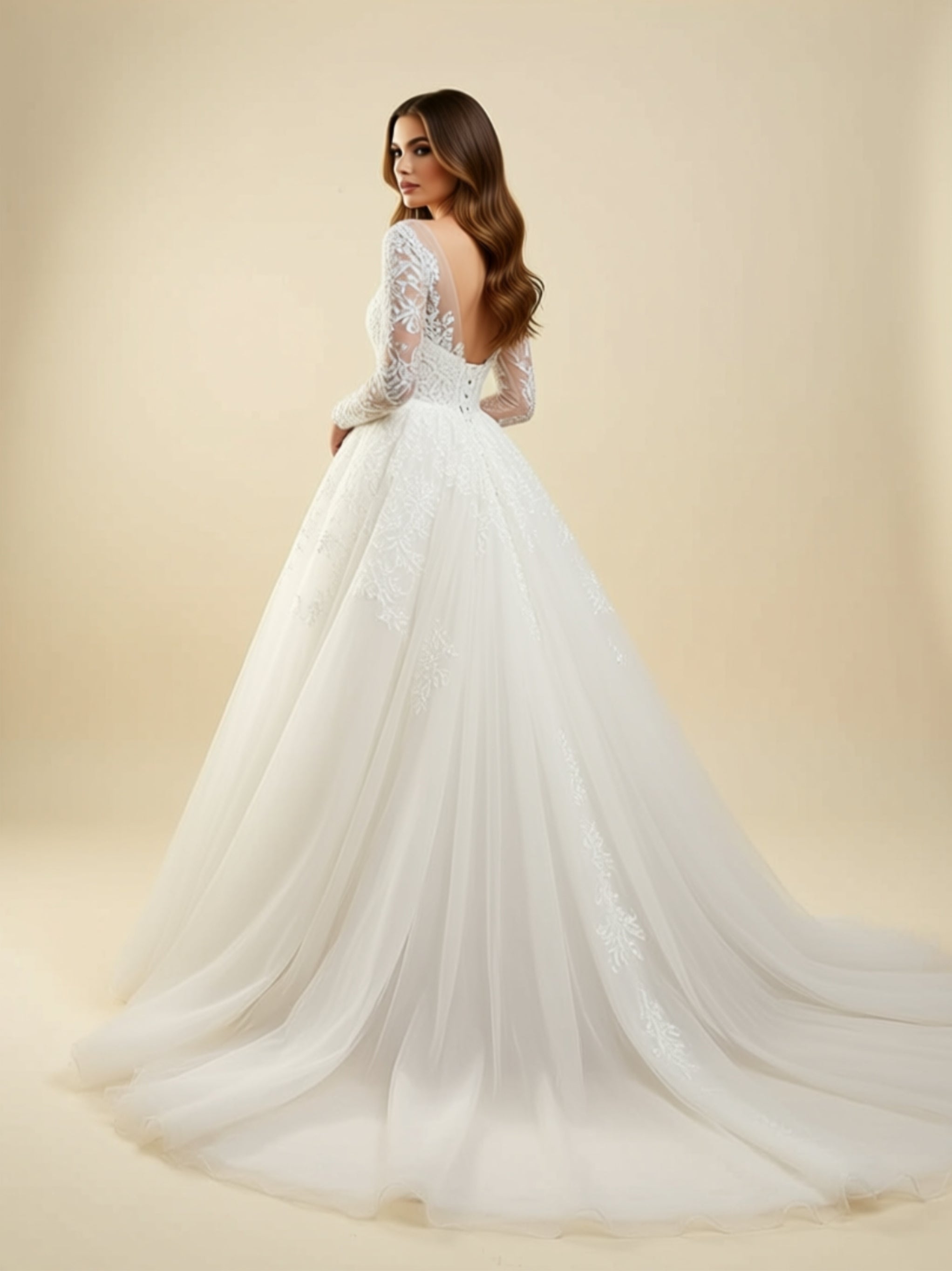 Elegant Lace Ball Gown Wedding Dress
