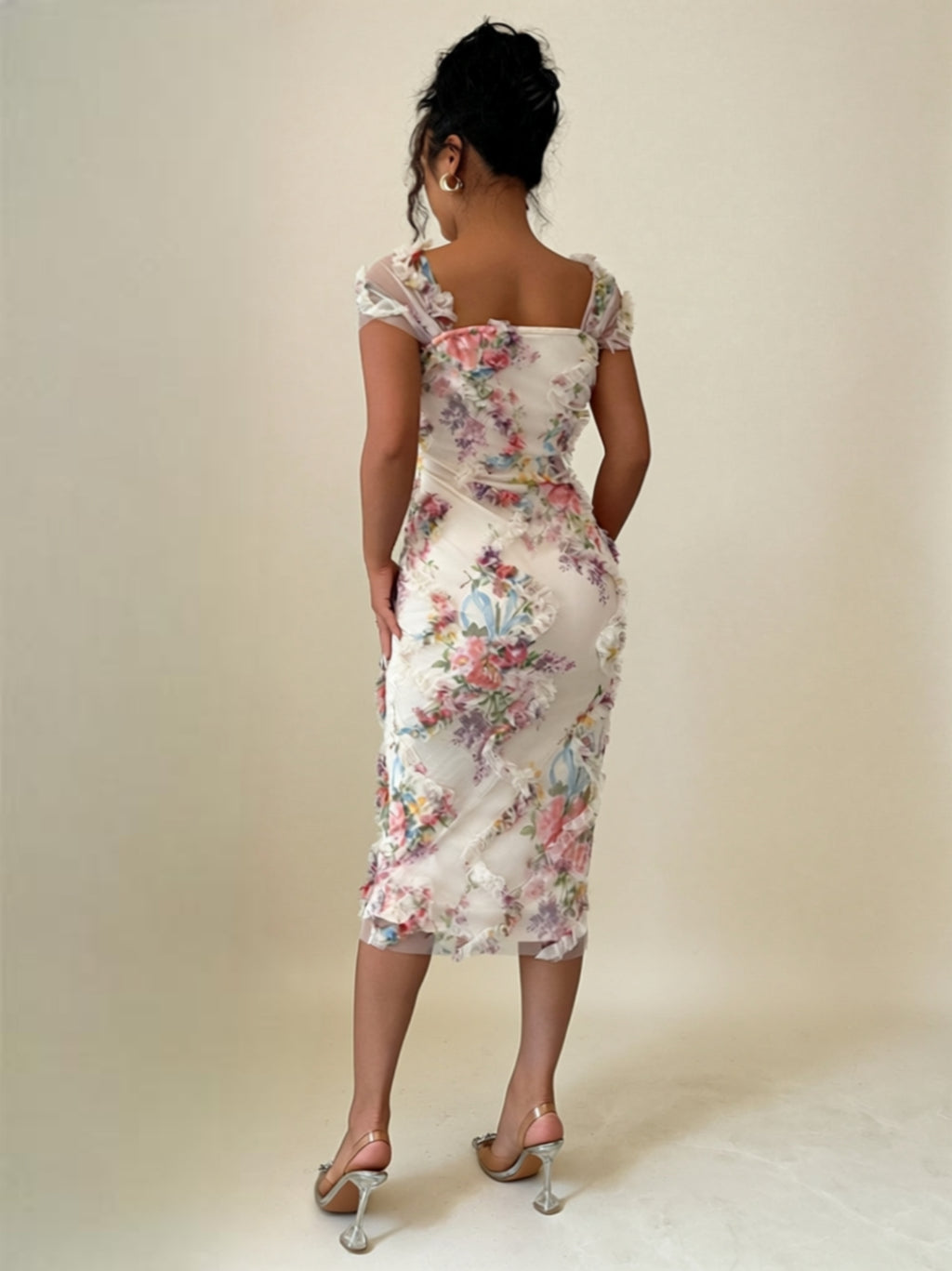 Elegant Floral Square Neck Maxi Dress