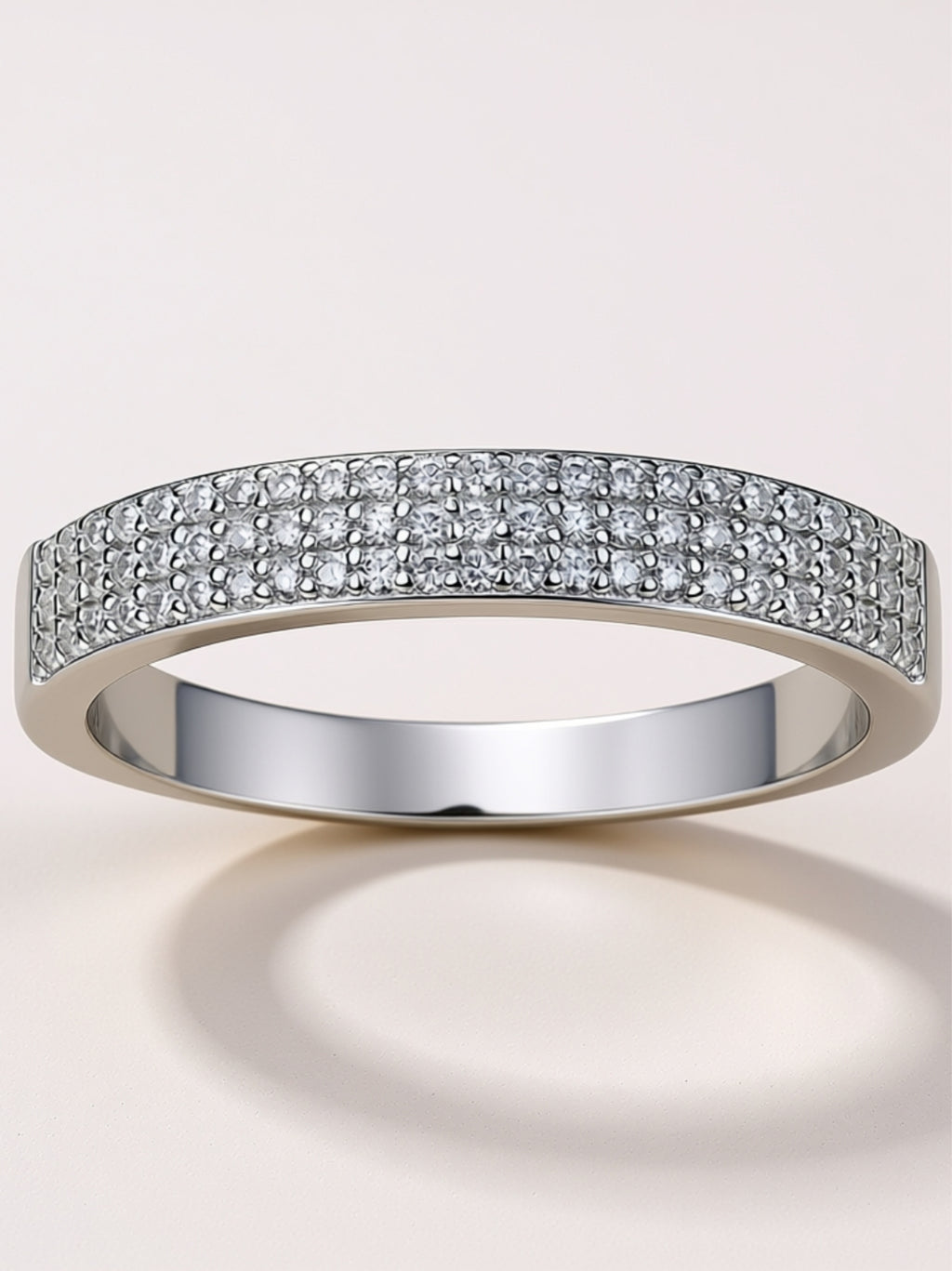 Triple‑Row Pavé Moissanite Band