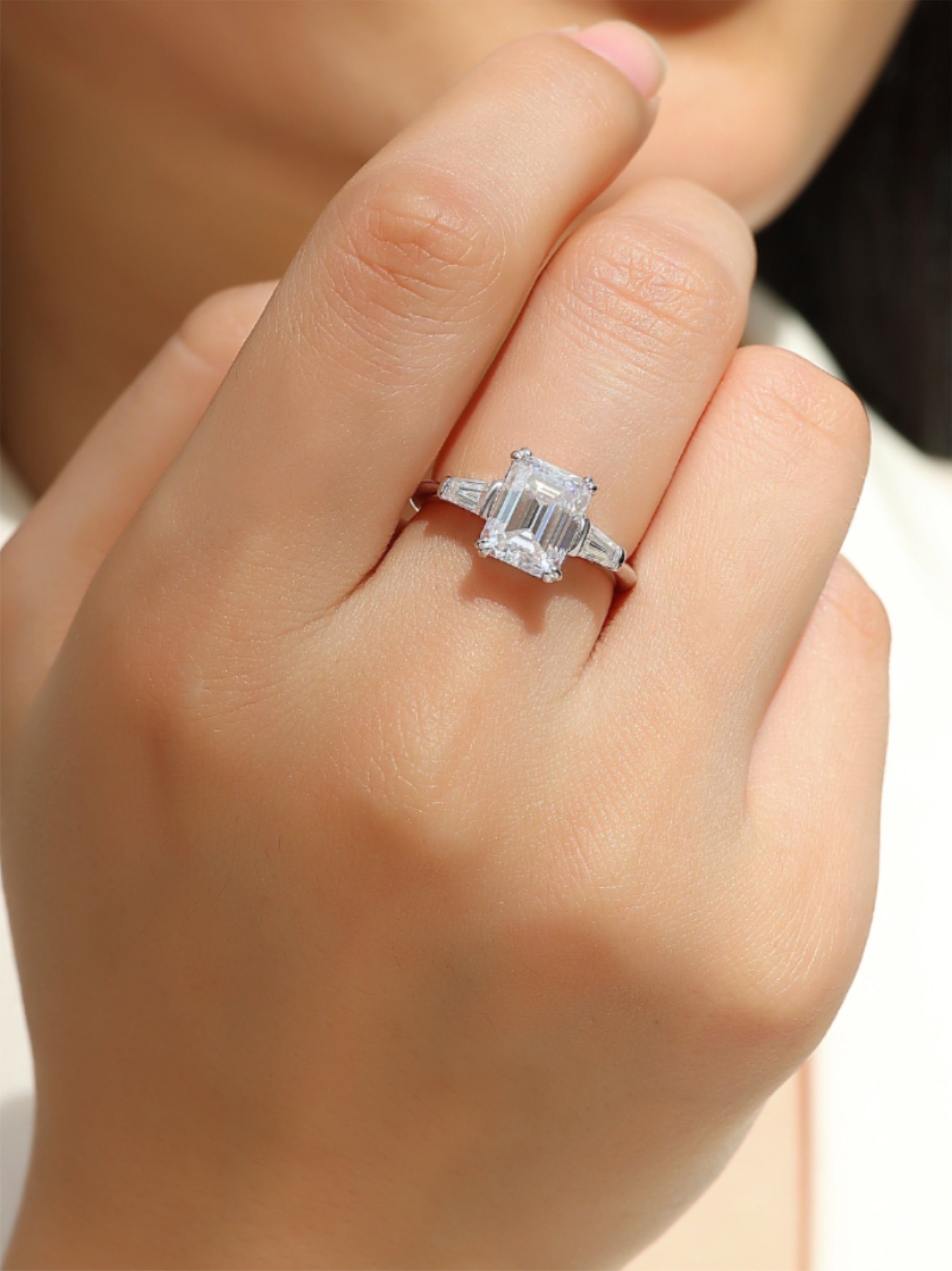 Emerald‑Cut Moissanite Engagement Ring