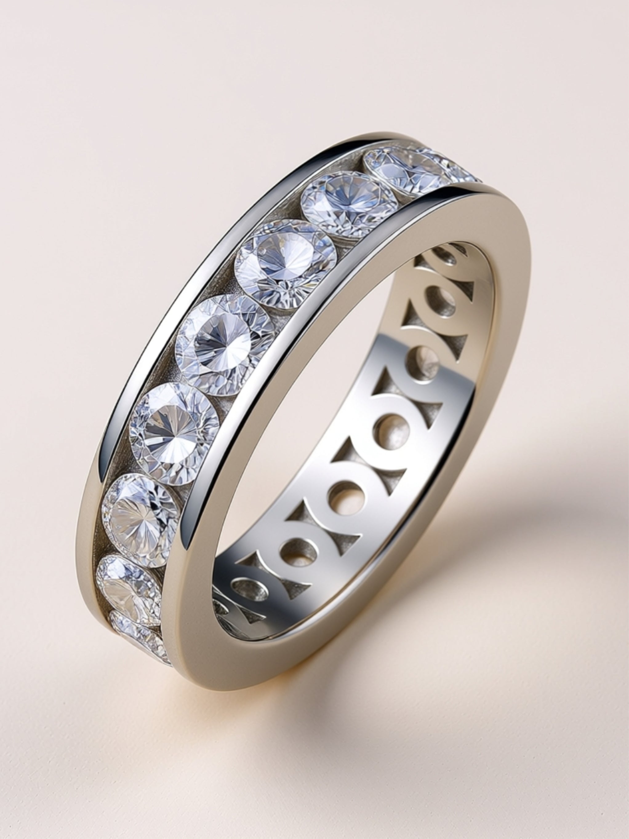 Wide Channel‑Set Moissanite Eternity Band
