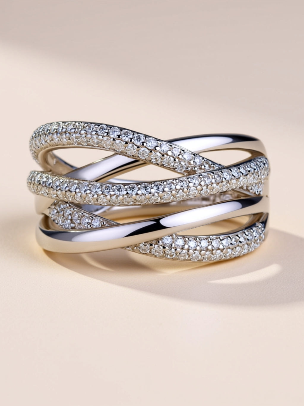Crisscross Moissanite Band Ring