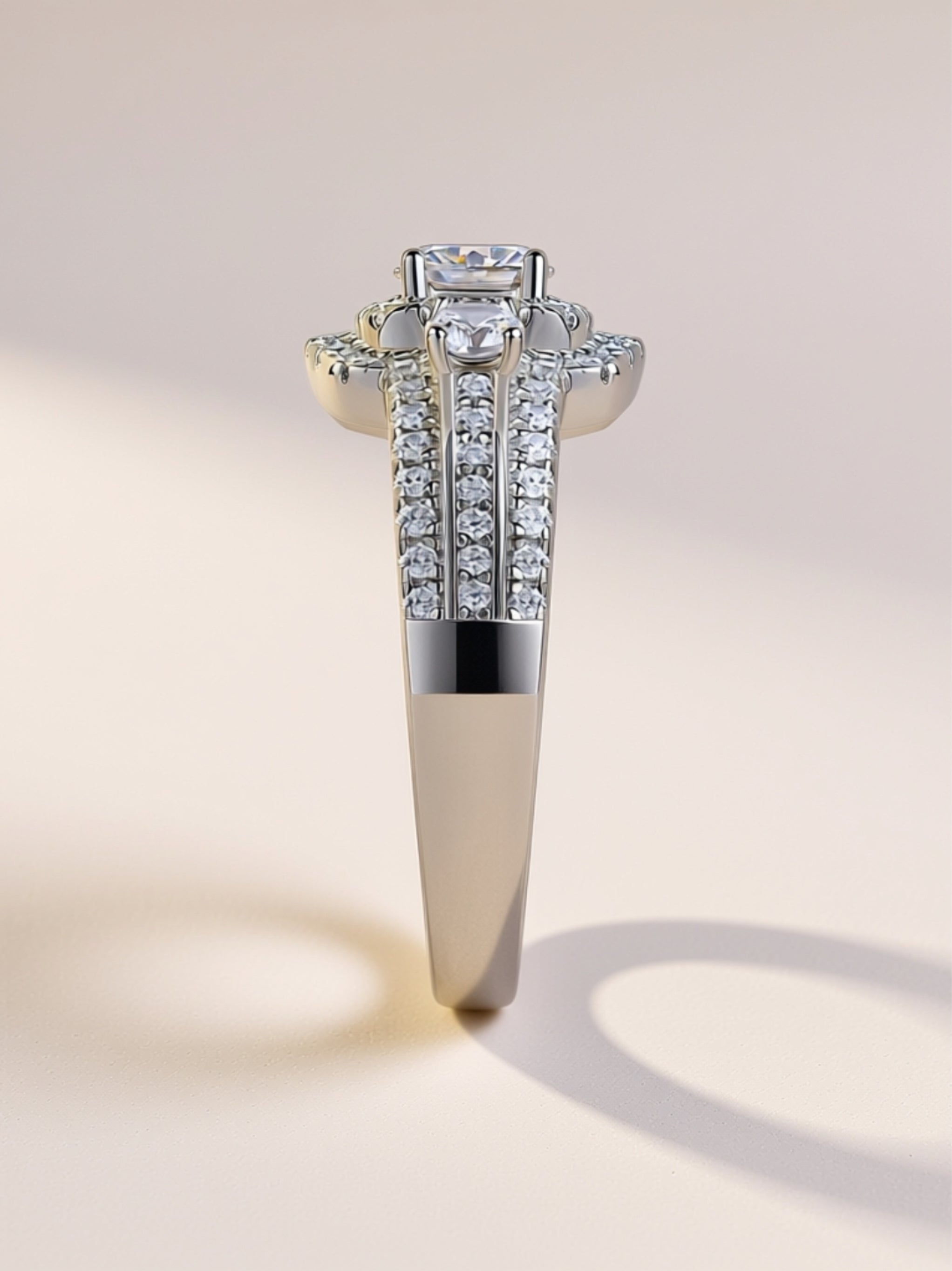Moissanite Triple‑Halo Engagement Ring