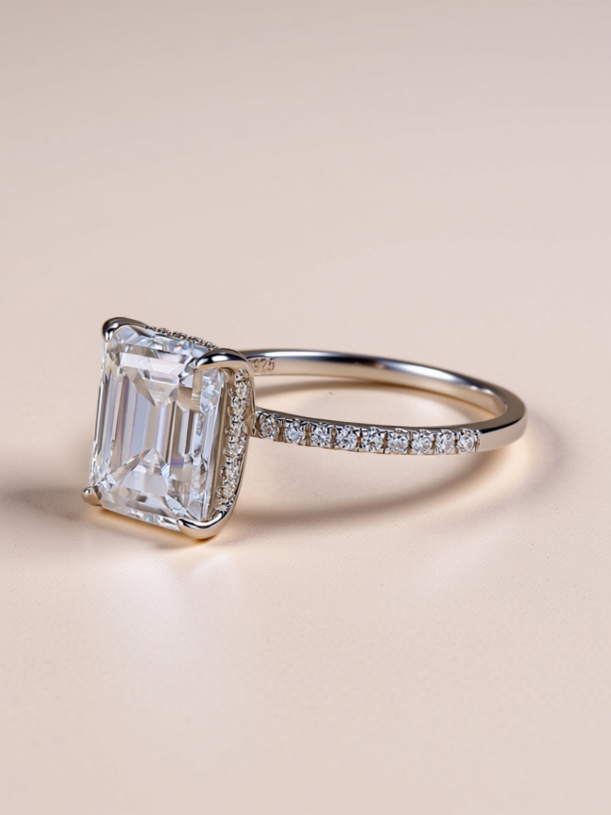 Emerald‑Cut Moissanite Engagement Ring