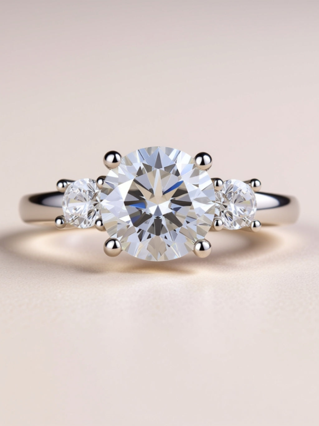 2CT Three‑Stone Moissanite Engagement Ring