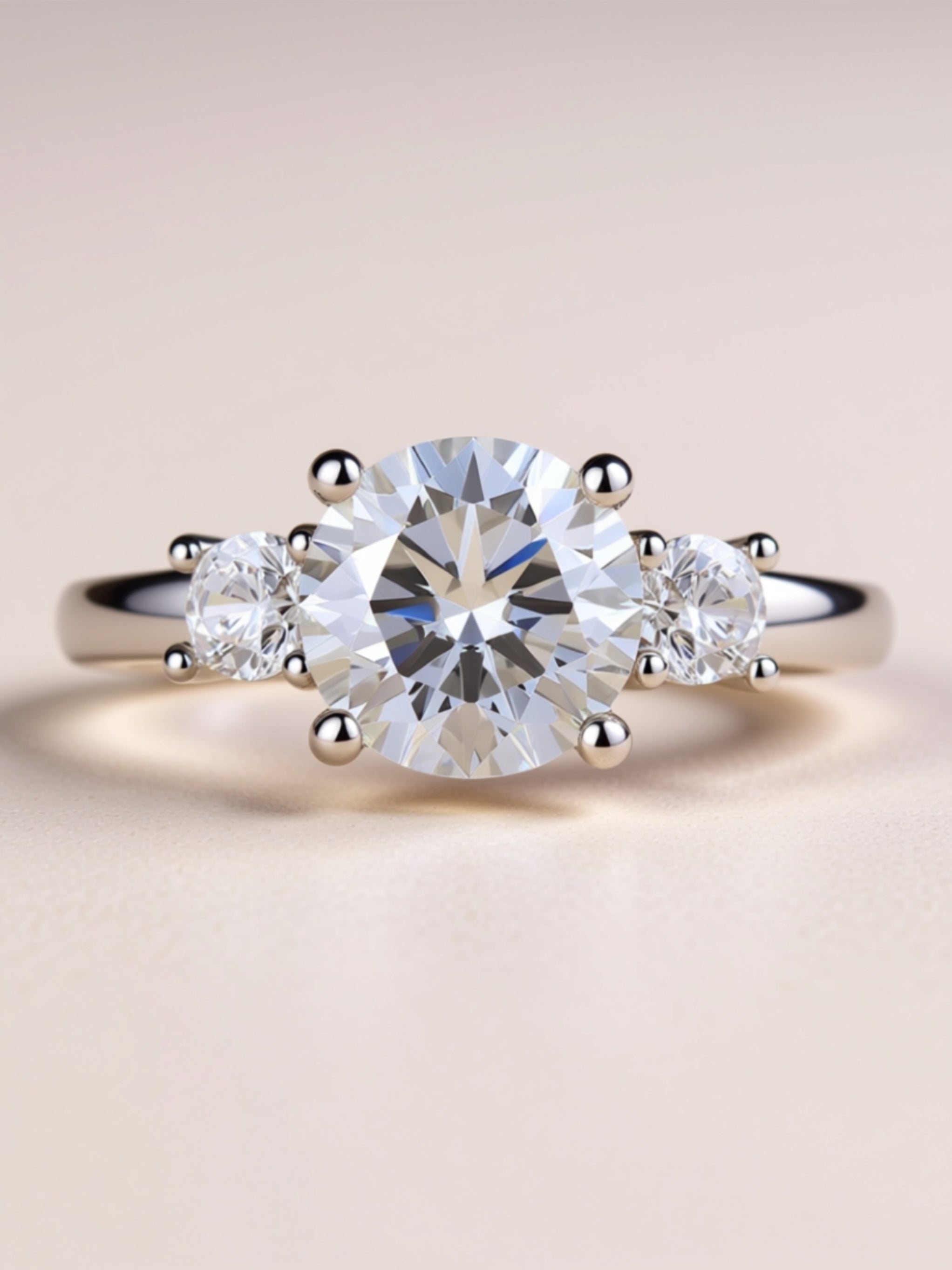 2CT Three‑Stone Moissanite Engagement Ring