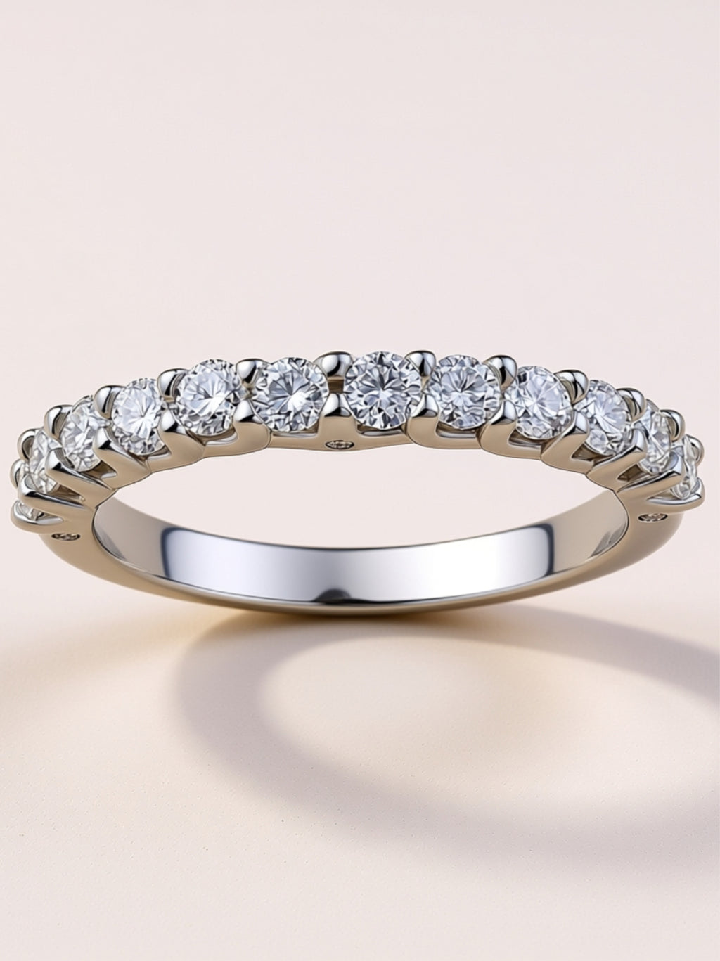 Round‑Cut Moissanite Half‑Eternity Band