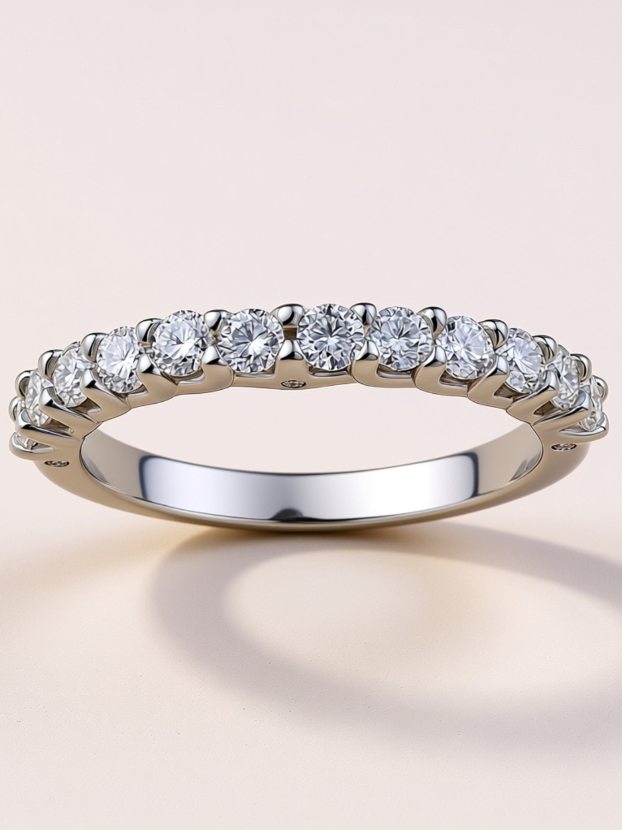 Round‑Cut Moissanite Half‑Eternity Band