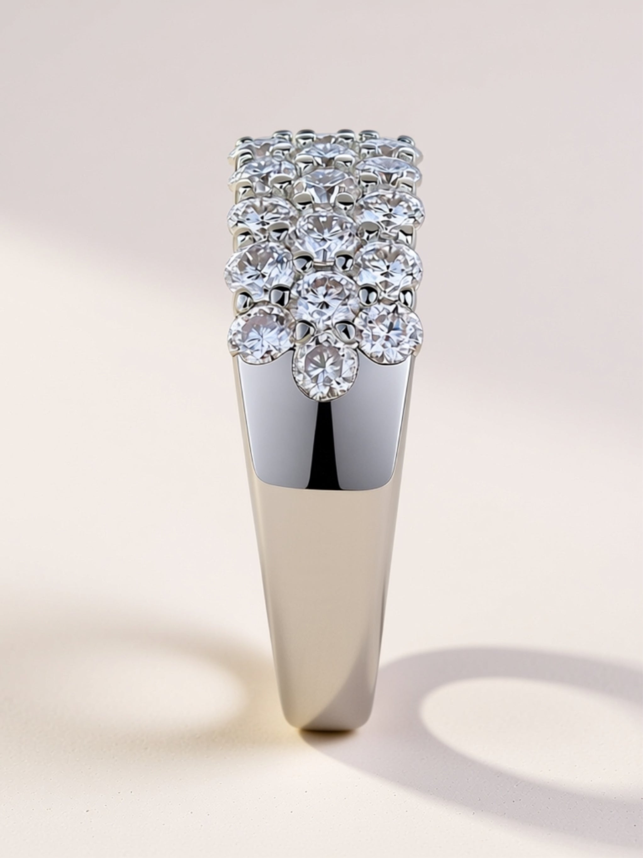 Triple Row Micro‑Pavé Moissanite Band Ring
