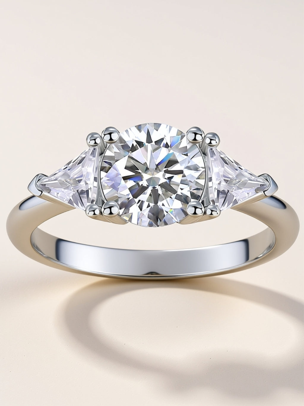 2 Carat Three‑Stone Moissanite Engagement Ring