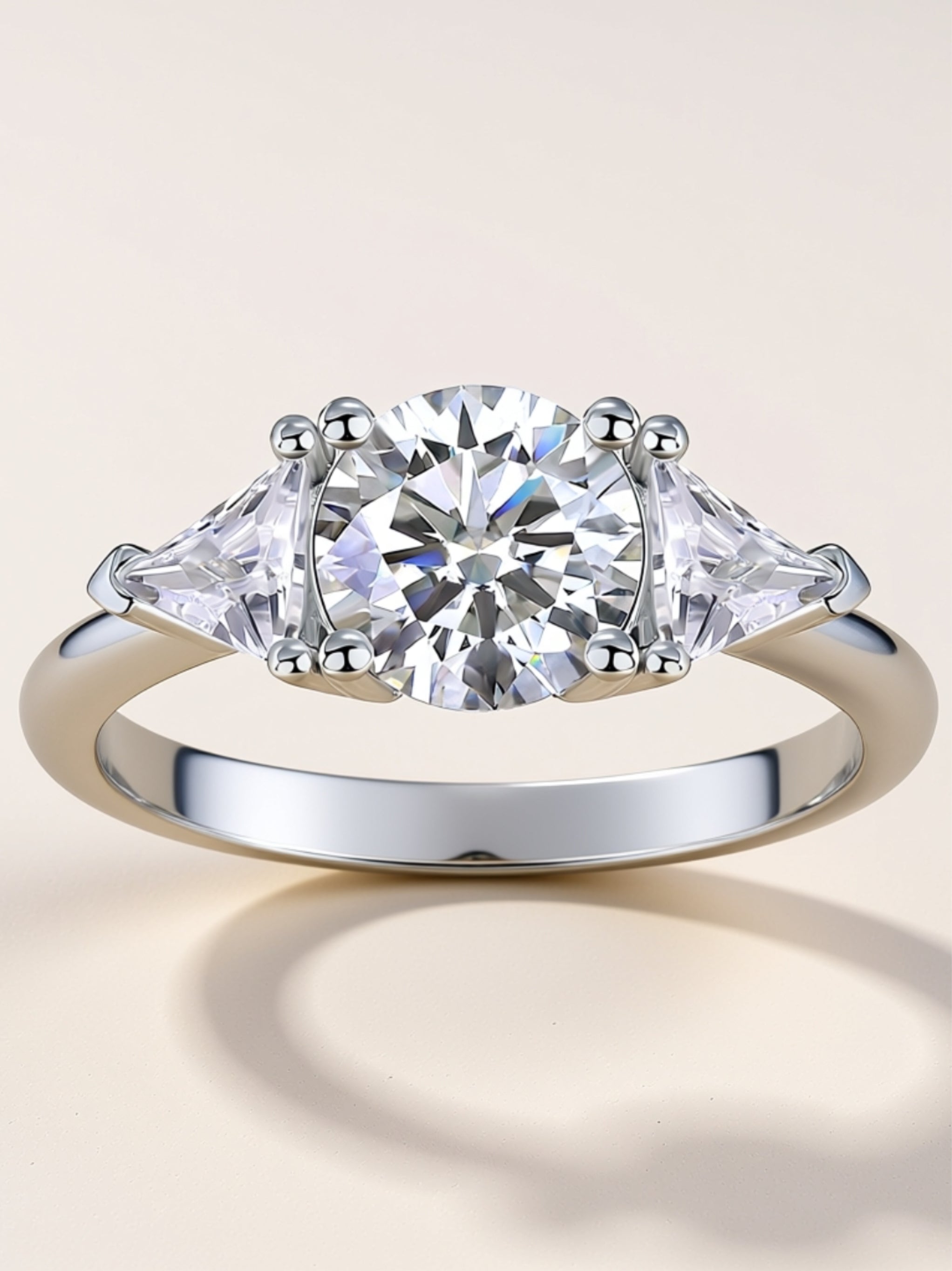 2 Carat Three‑Stone Moissanite Engagement Ring
