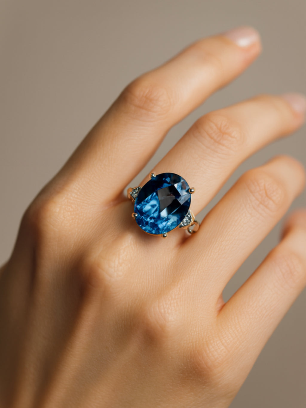 Adjustable Blue Topaz Ring in .925 Sterling Silver