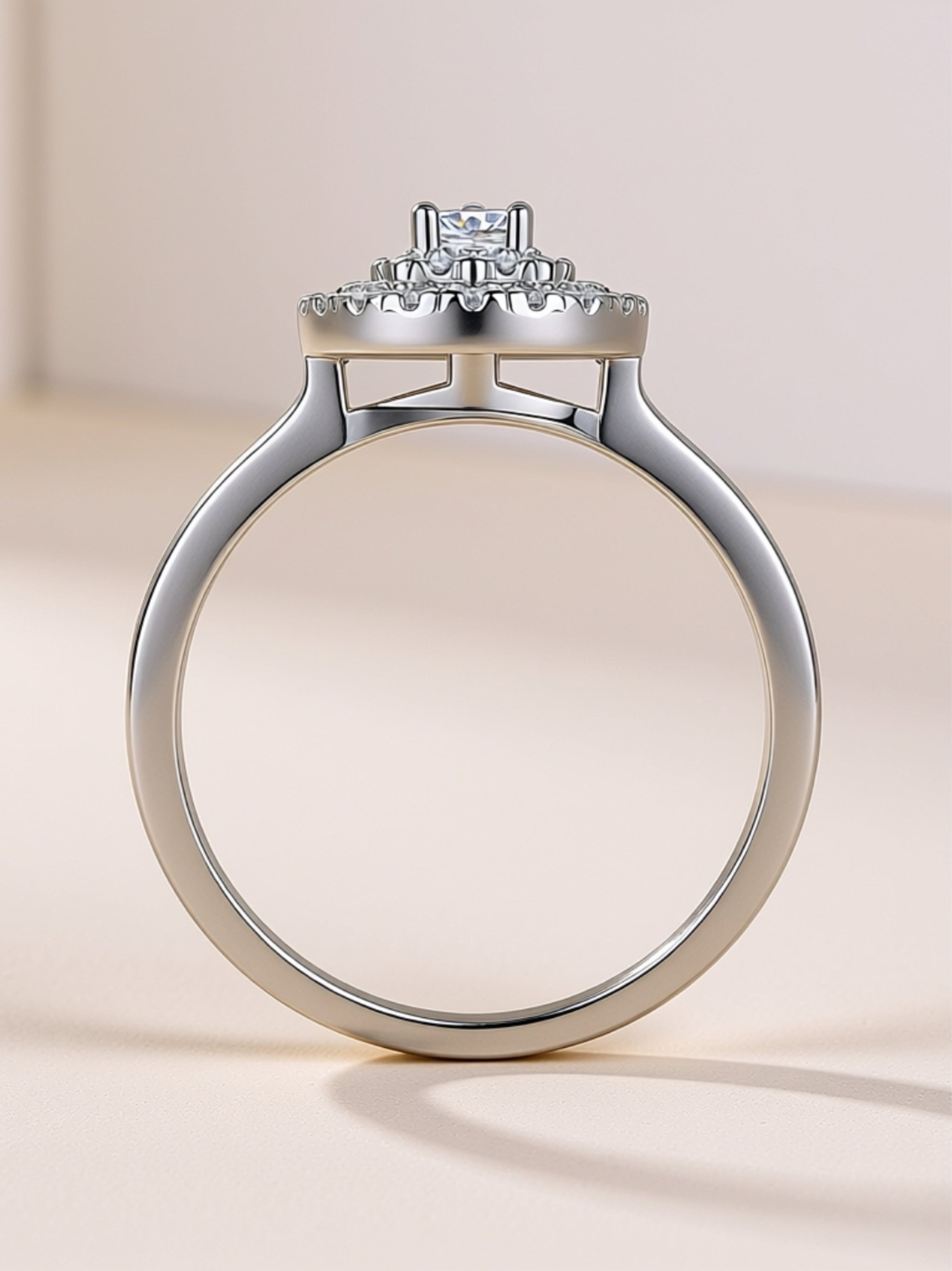 Teardrop Halo Moissanite Ring in Gold‑Plated S925 Silver