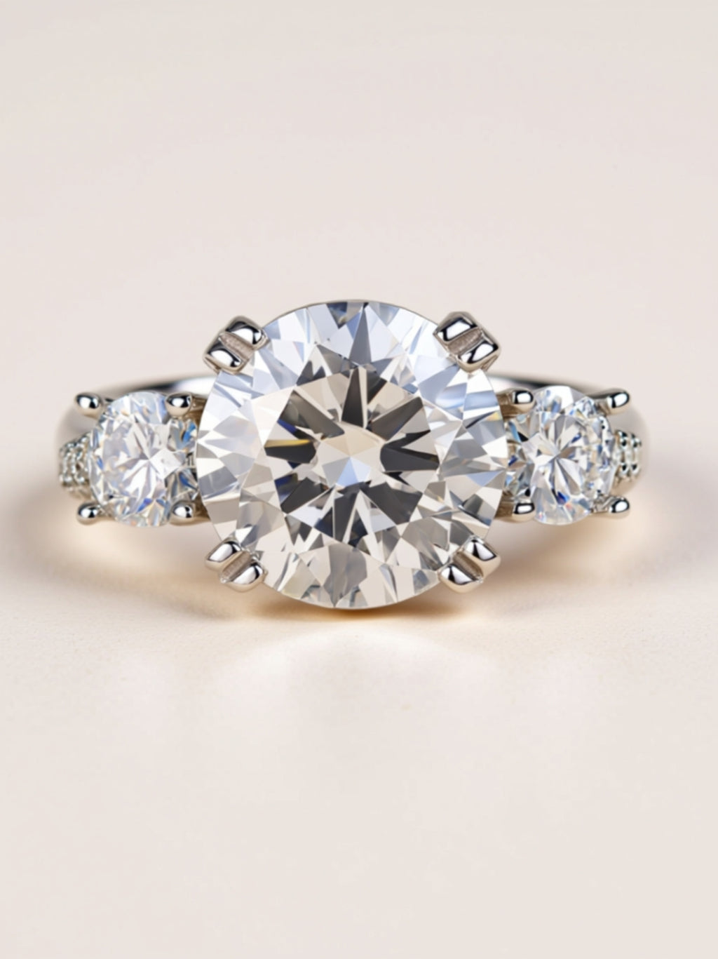 5 Carat Three‑Stone Moissanite Engagement Ring