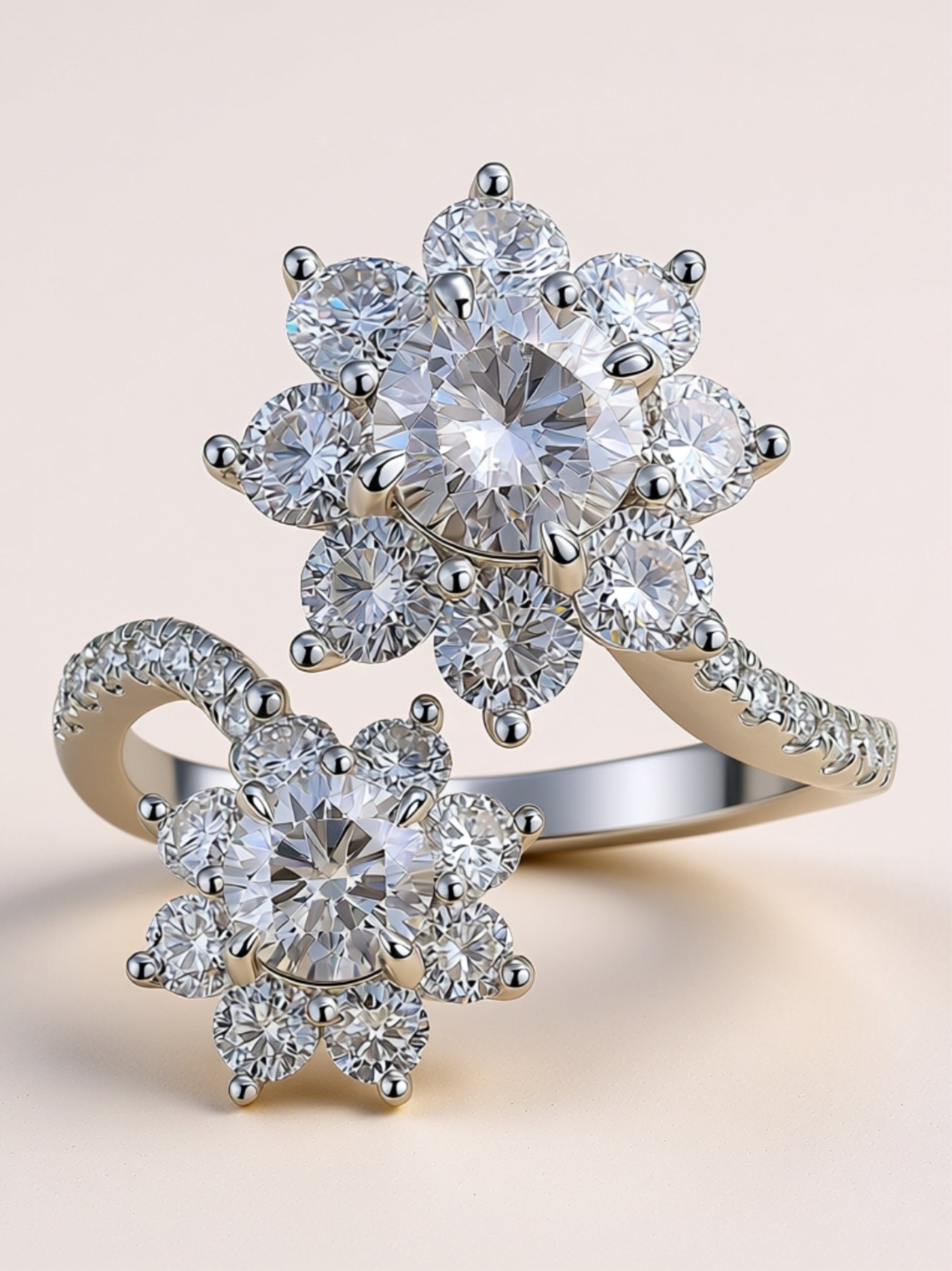 1 Carat Moissanite Floral Bypass Ring