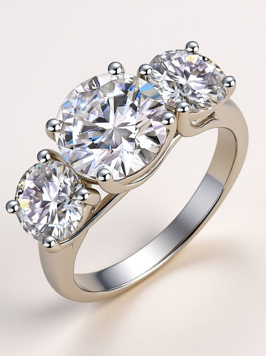 3 Carat Three‑Stone Moissanite Engagement Ring