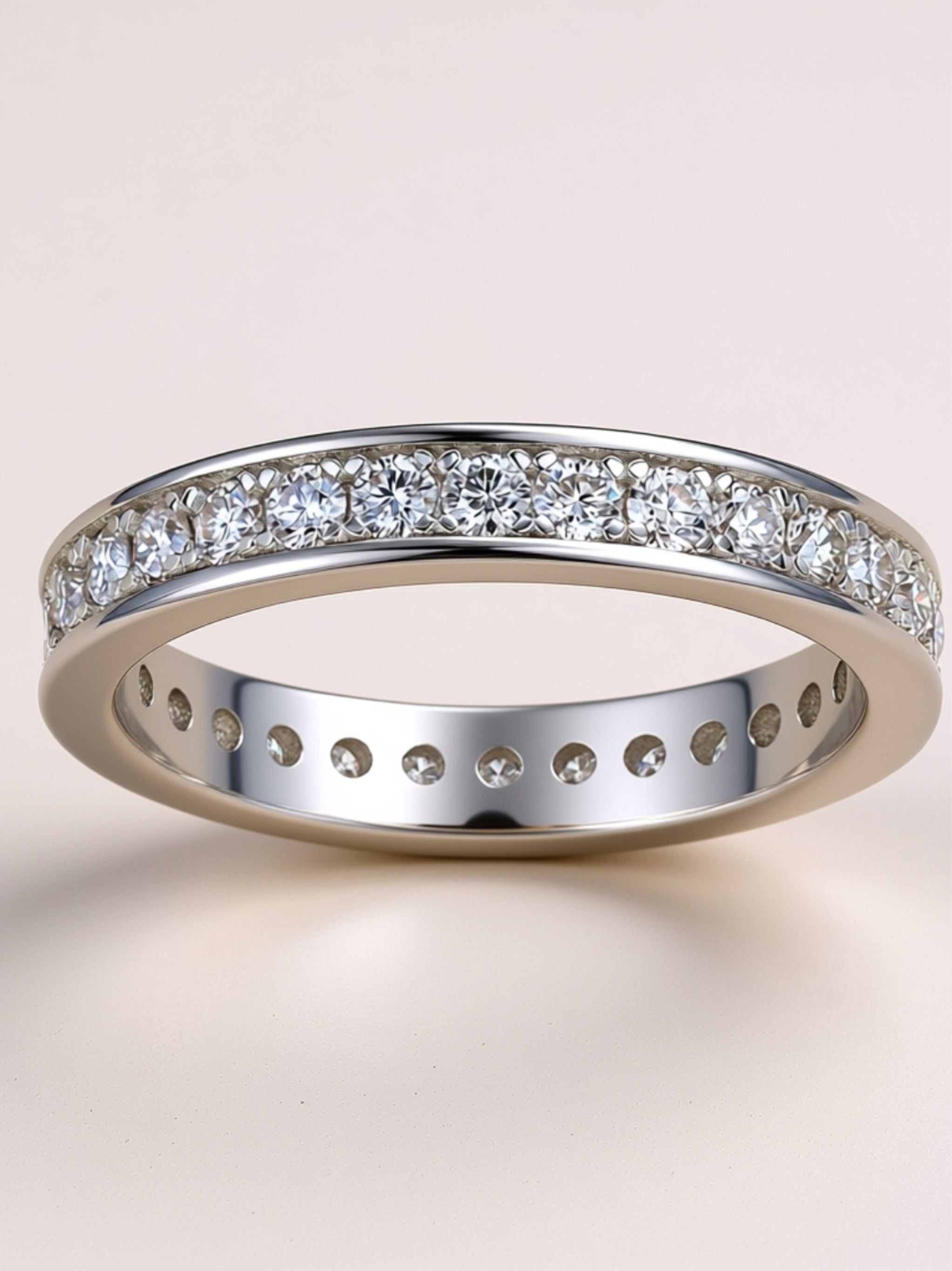 Moissanite Eternity Band in Platinum-Plated S925 Silver