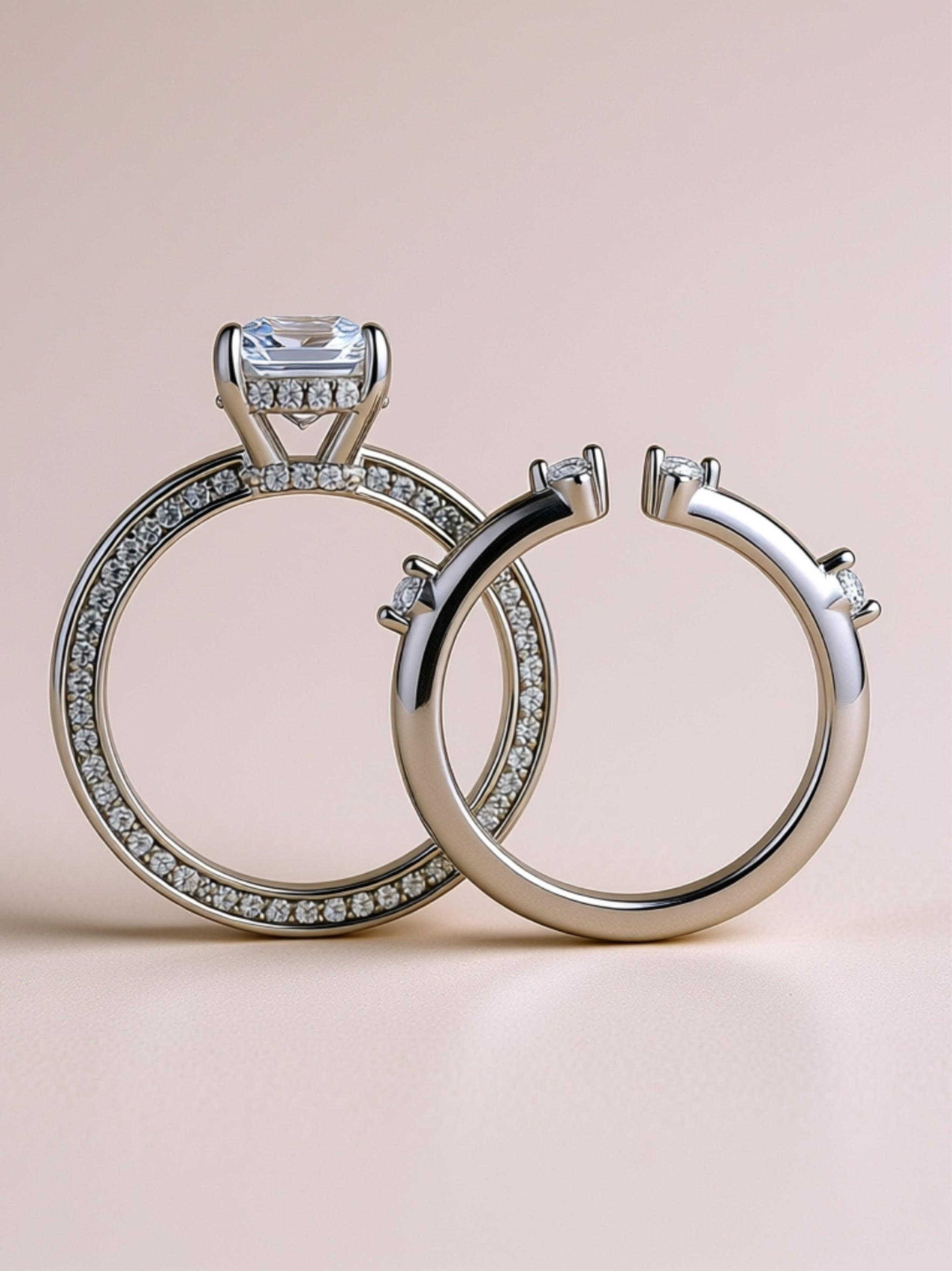 Octagonal Moissanite Ring Set