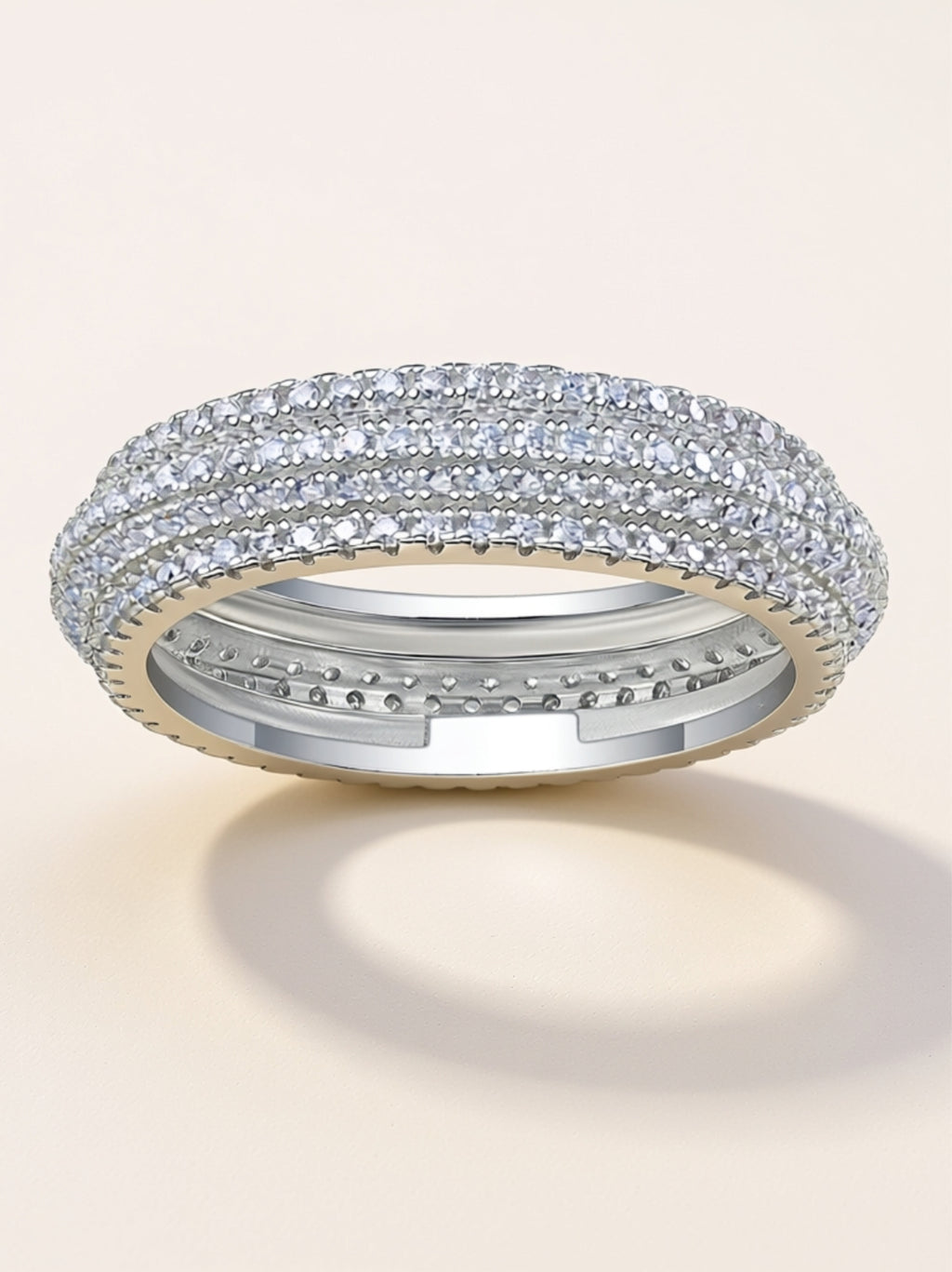 Wide Multi‑Row Moissanite Eternity Band