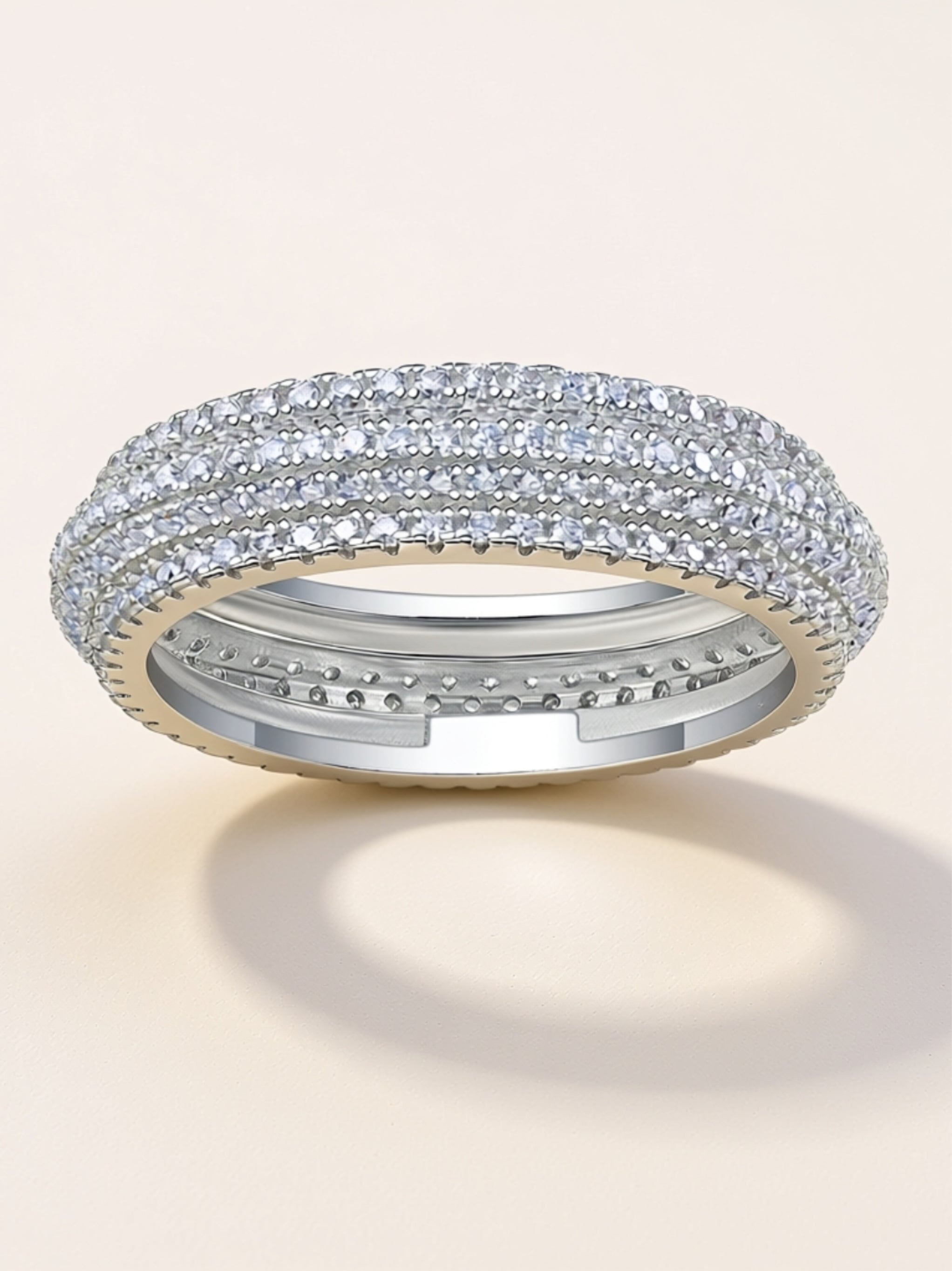 Wide Multi‑Row Moissanite Eternity Band