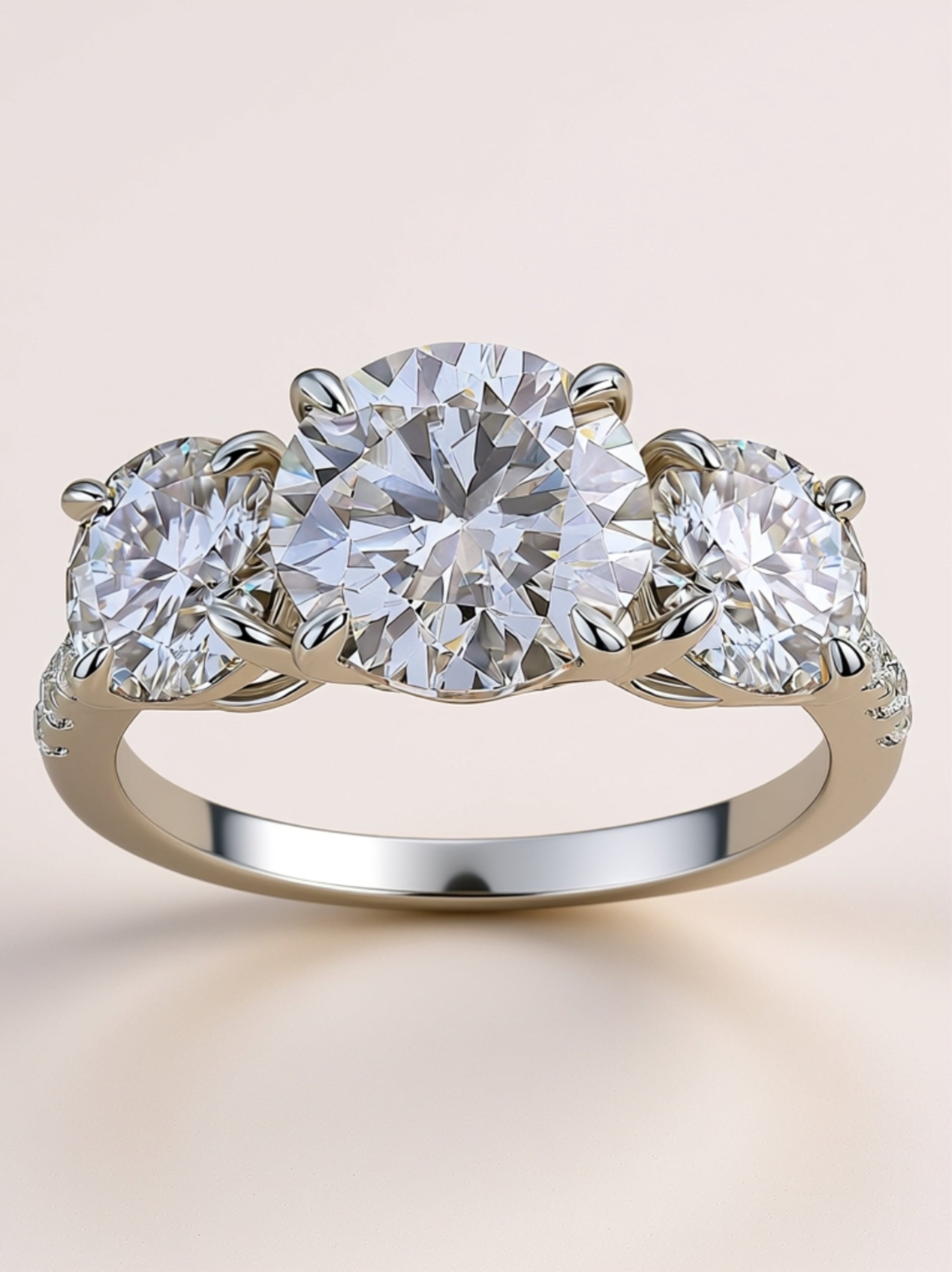 3CT Three‑Stone Moissanite Engagement Ring
