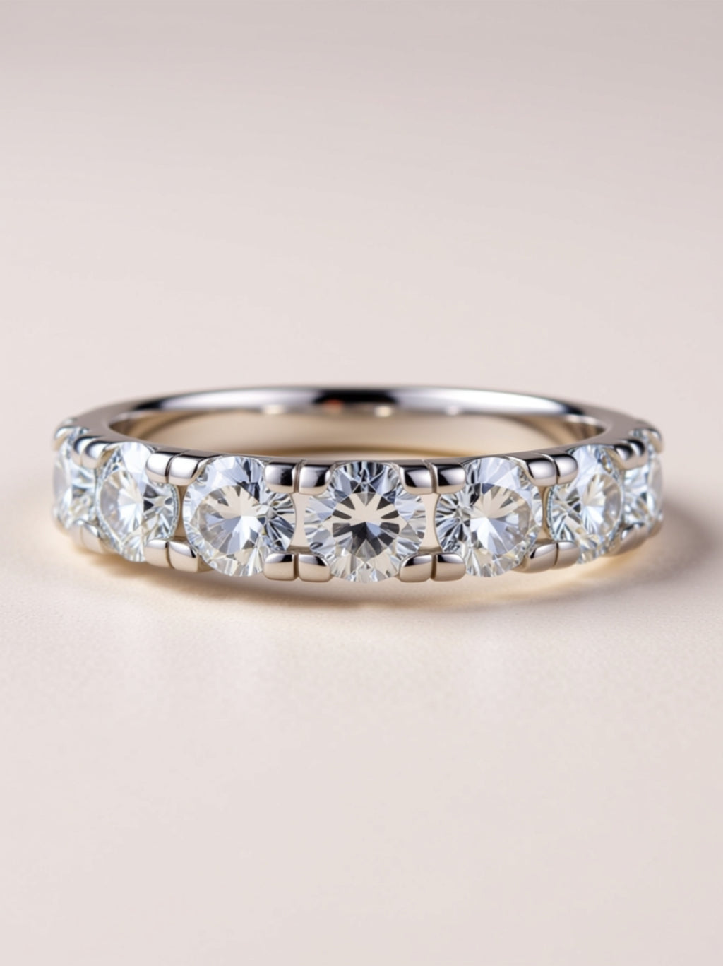 Moissanite Eternity Band – Full Round‑Cut Sparkle Ring in S925 Sterling Silver