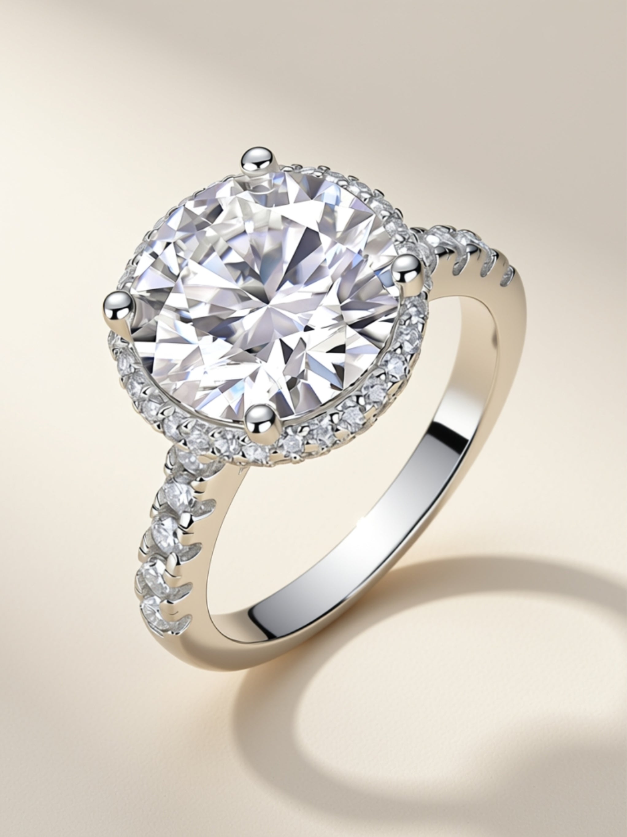 5 Carat Moissanite Halo Engagement Ring