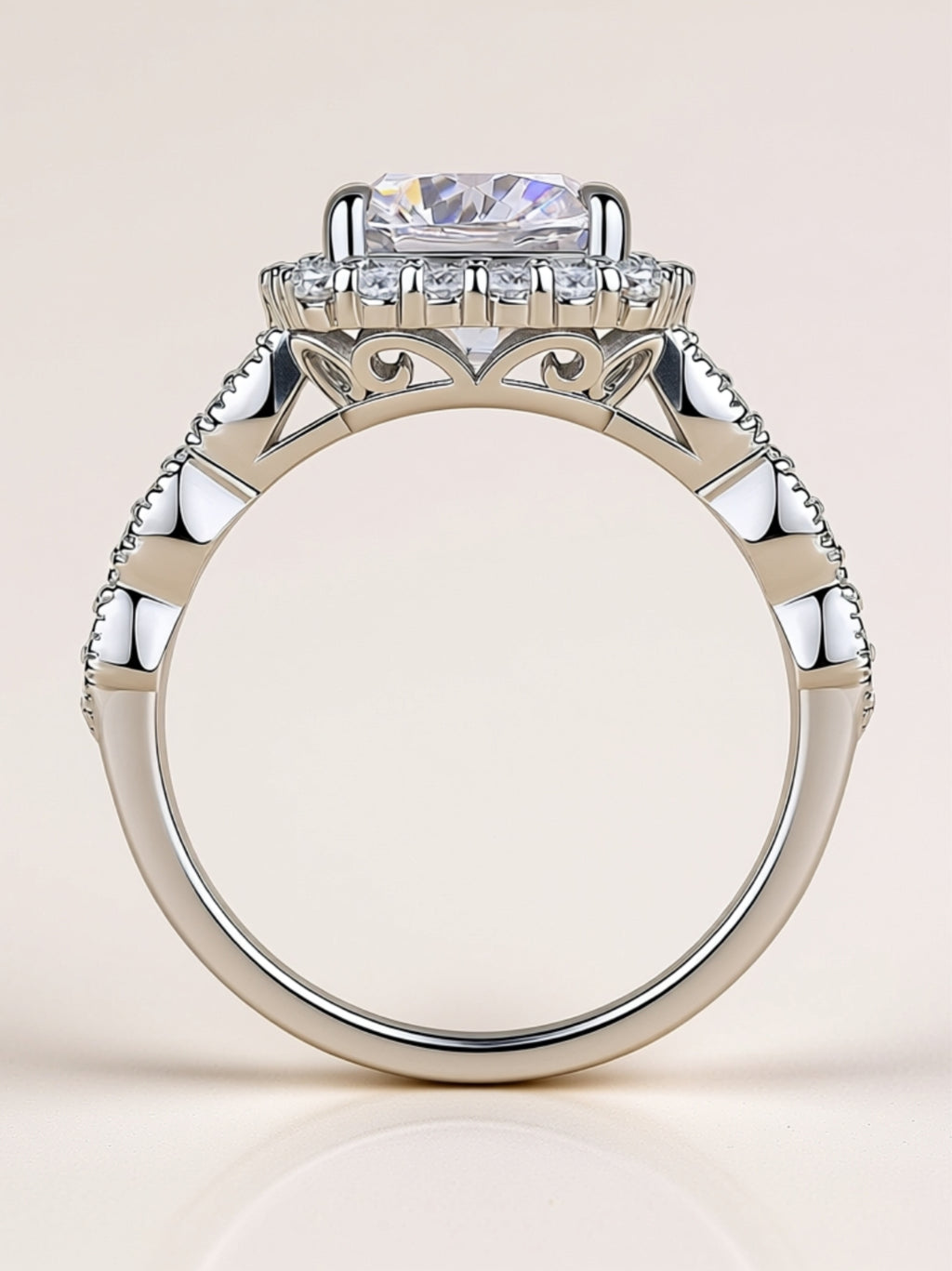 Square Moissanite Halo Engagement Ring