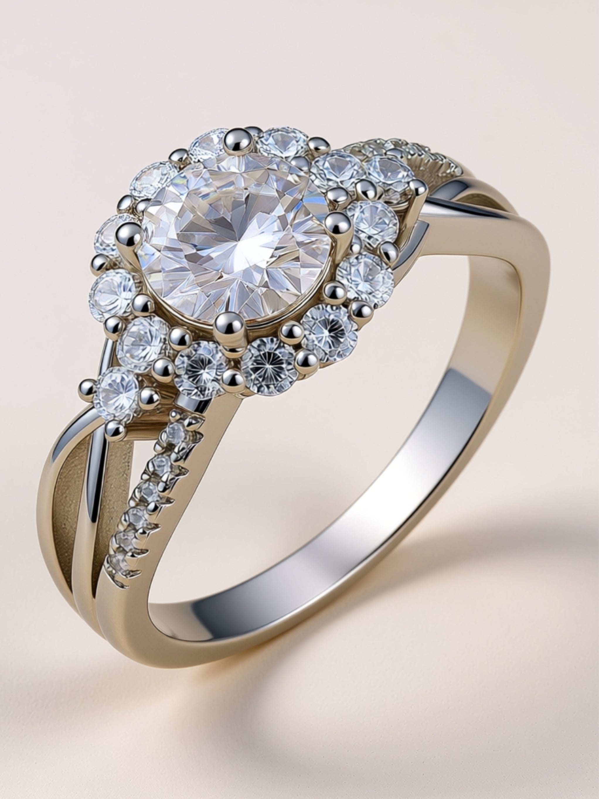 2 Carat Moissanite Halo Engagement Ring