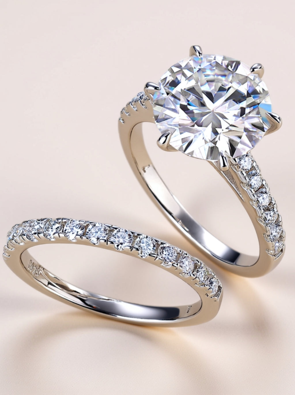 5 Carat Moissanite Engagement Ring Set
