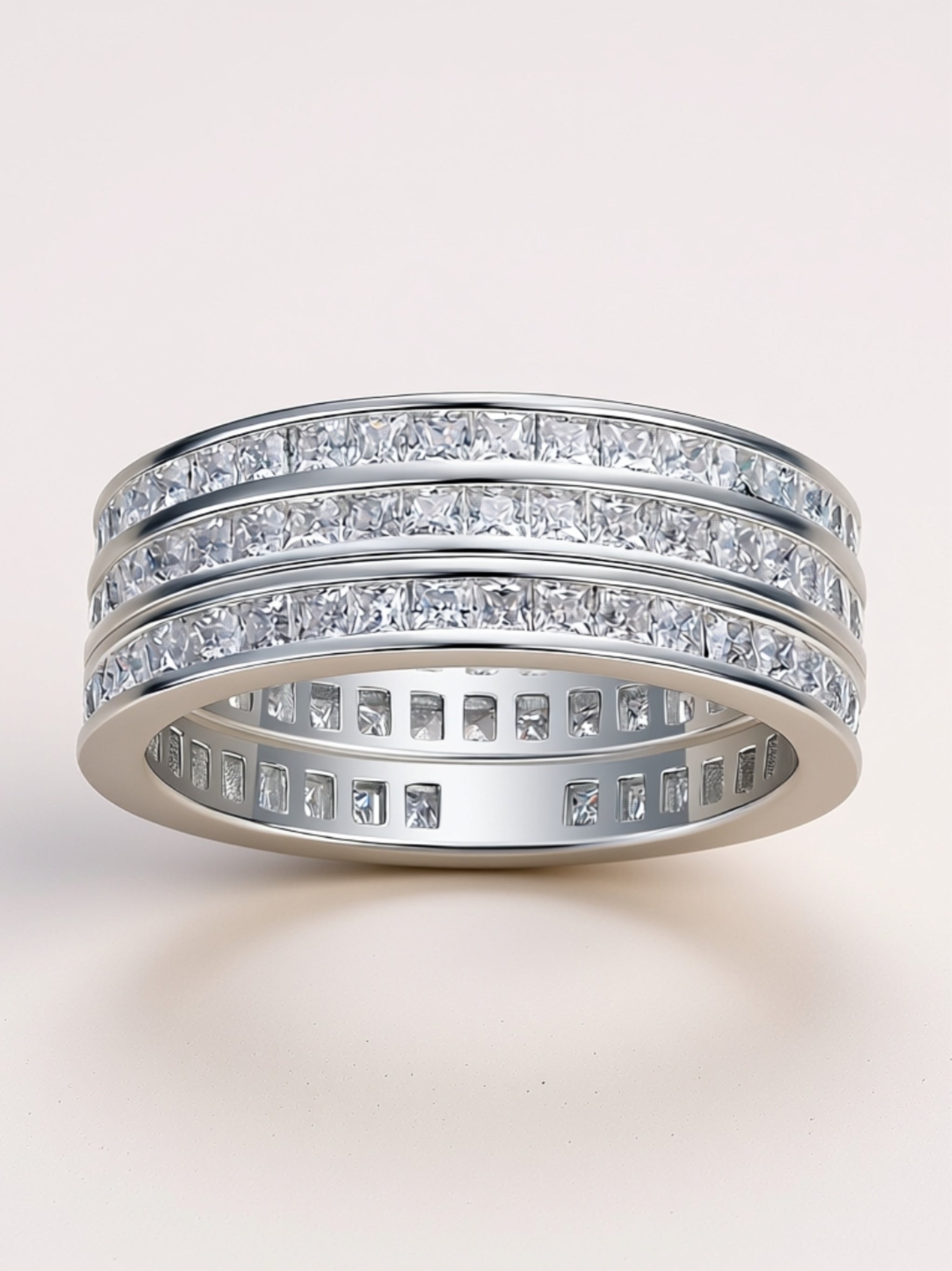 Triple‑Row Moissanite Ring Set