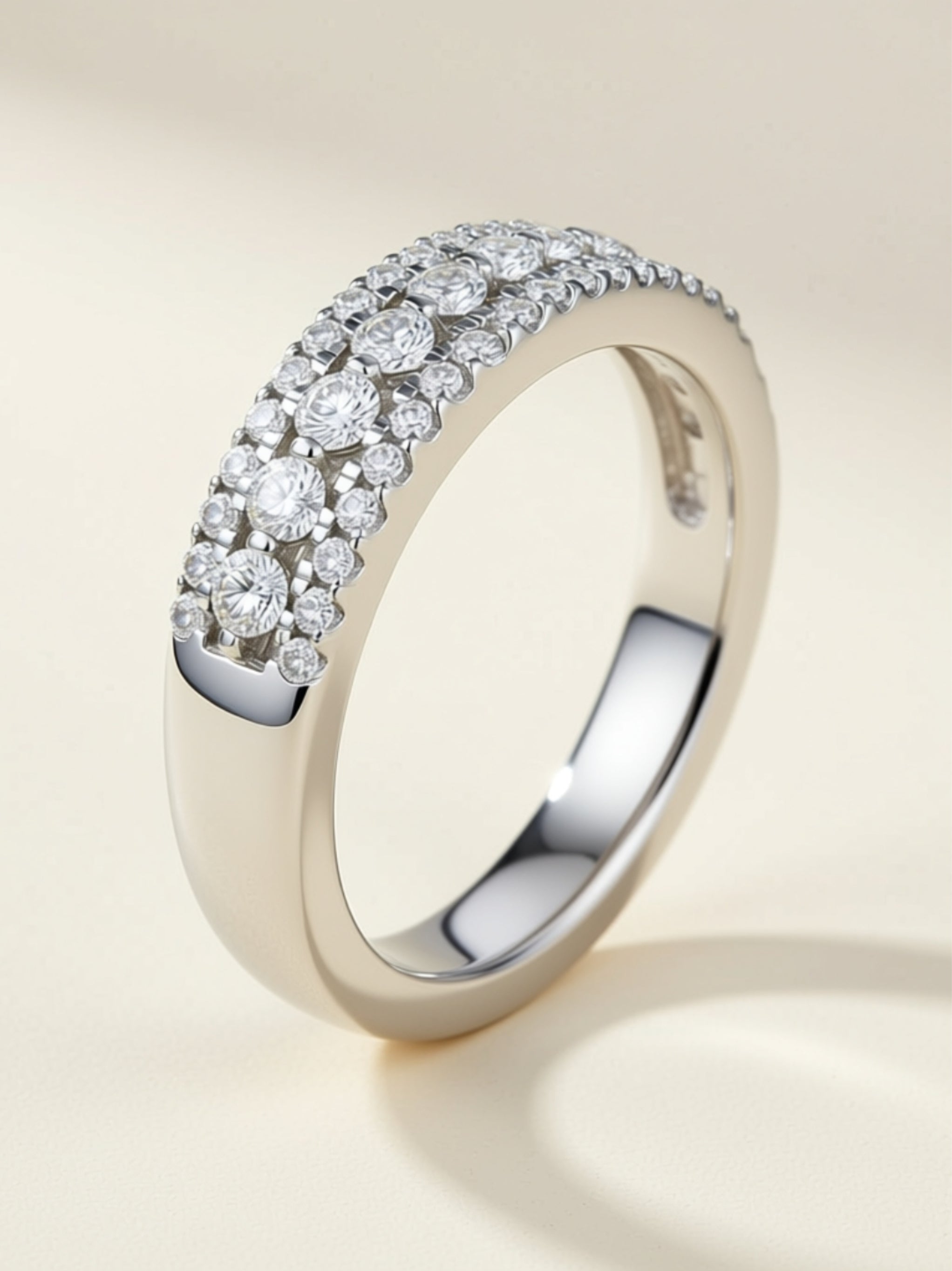 Triple‑Row Moissanite Pavé Band