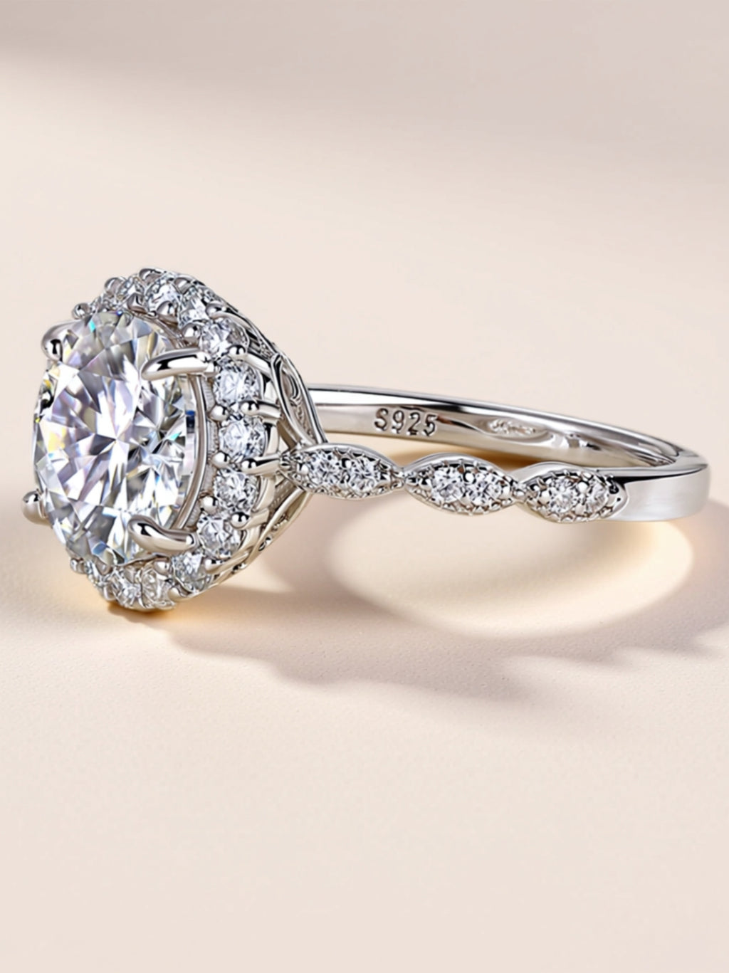 3 Carat Moissanite Halo Engagement Ring