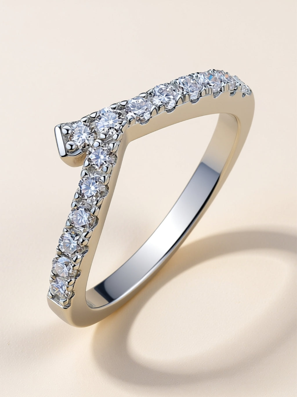 V‑Shaped Moissanite Stacking Ring