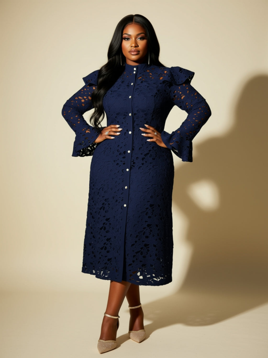 Two‑Piece Lace Midi Dress Set
