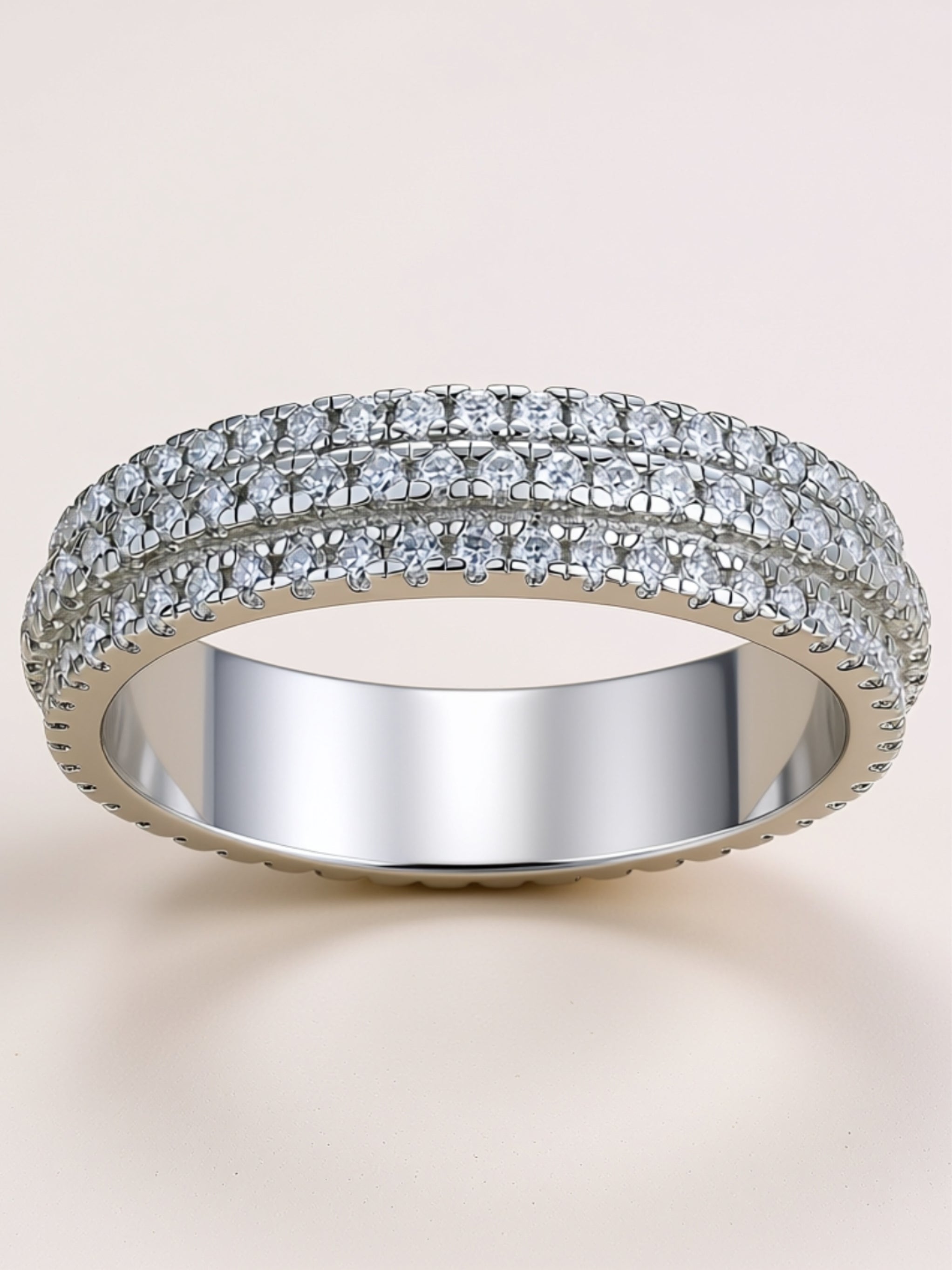 Triple‑Row Moissanite Eternity Band