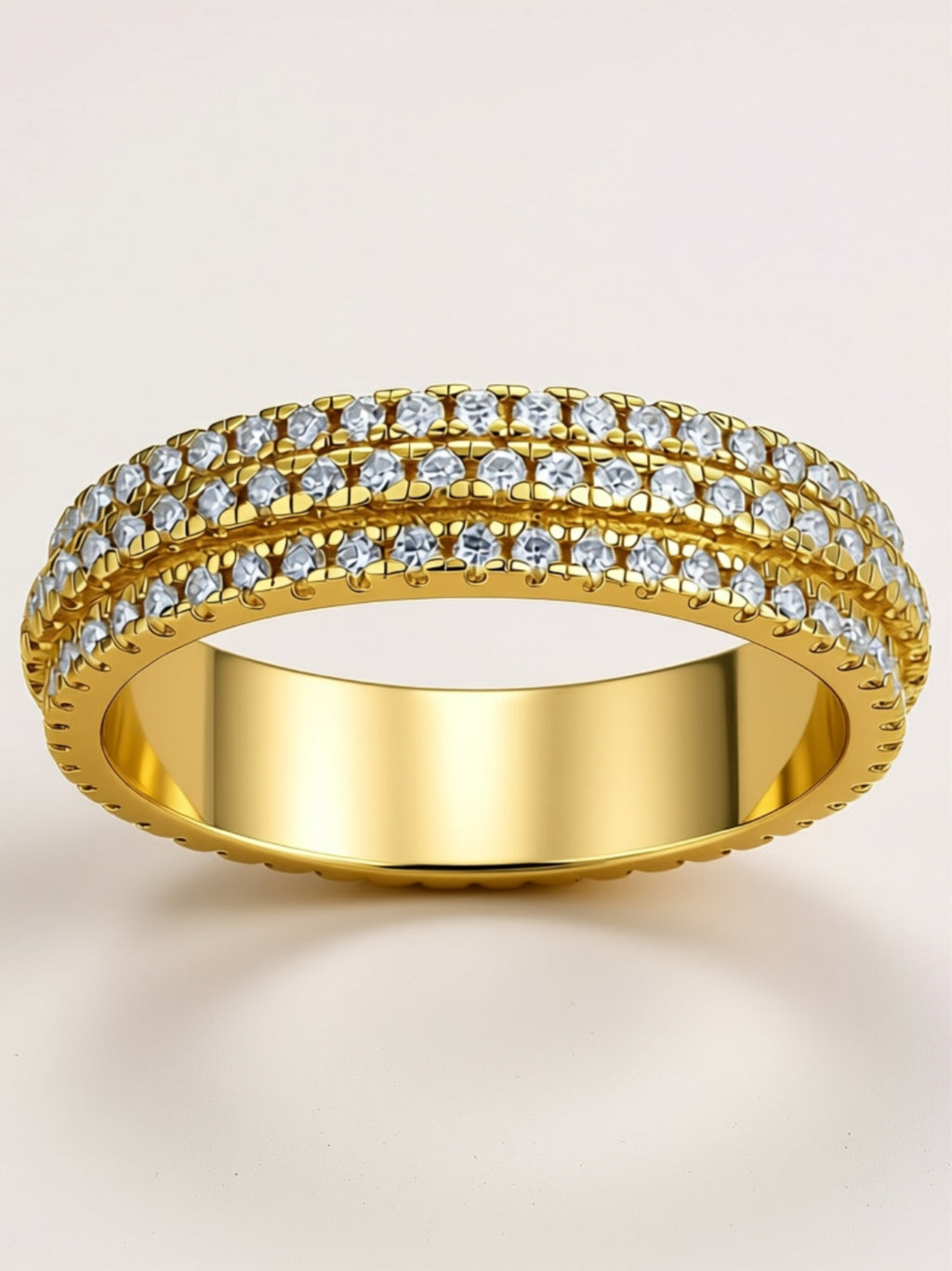 Triple‑Row Moissanite Eternity Band