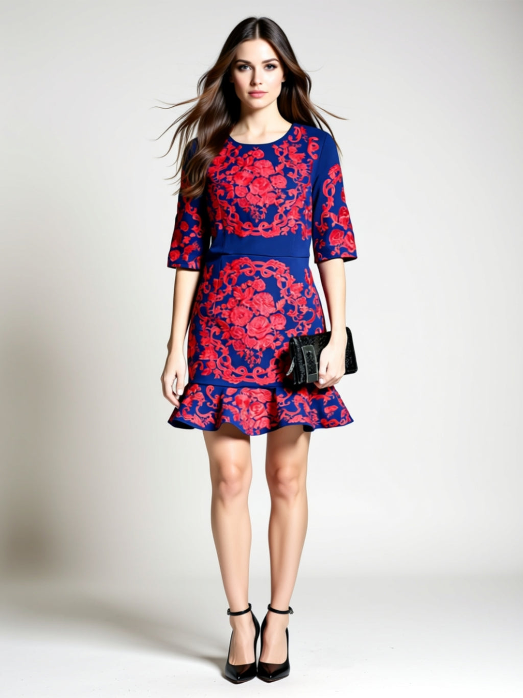 Floral Ruffle Hem Mini Dress