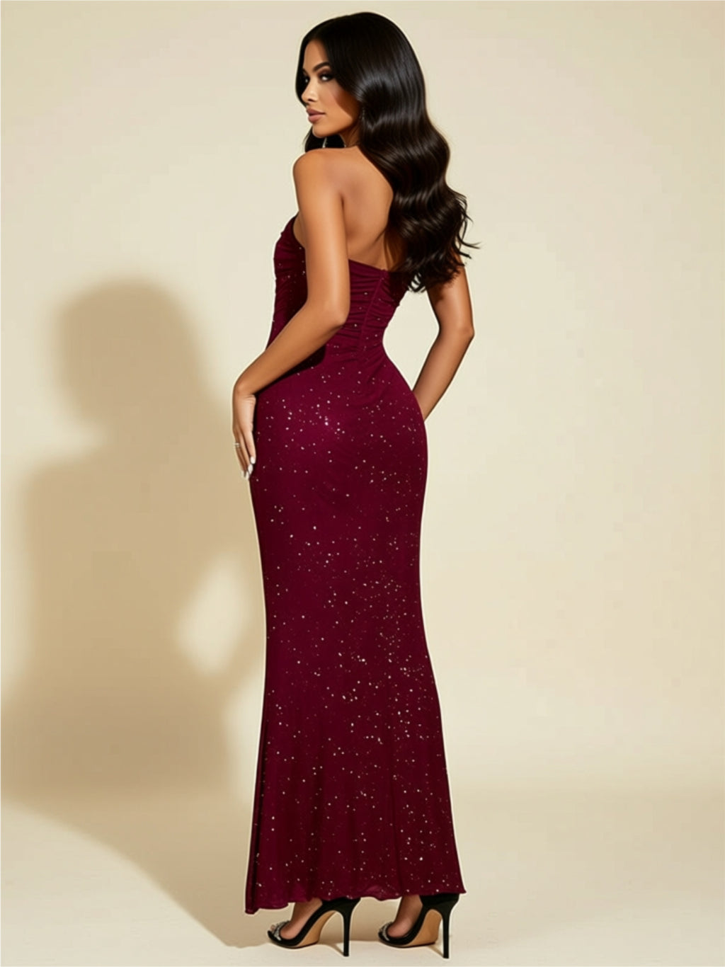 Elegant Strapless Sparkle Maxi Evening Gown