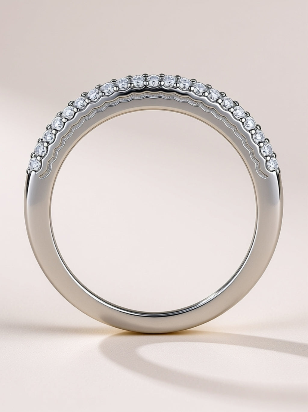 S925 Platinum‑Plated Triple‑Row Moissanite Band