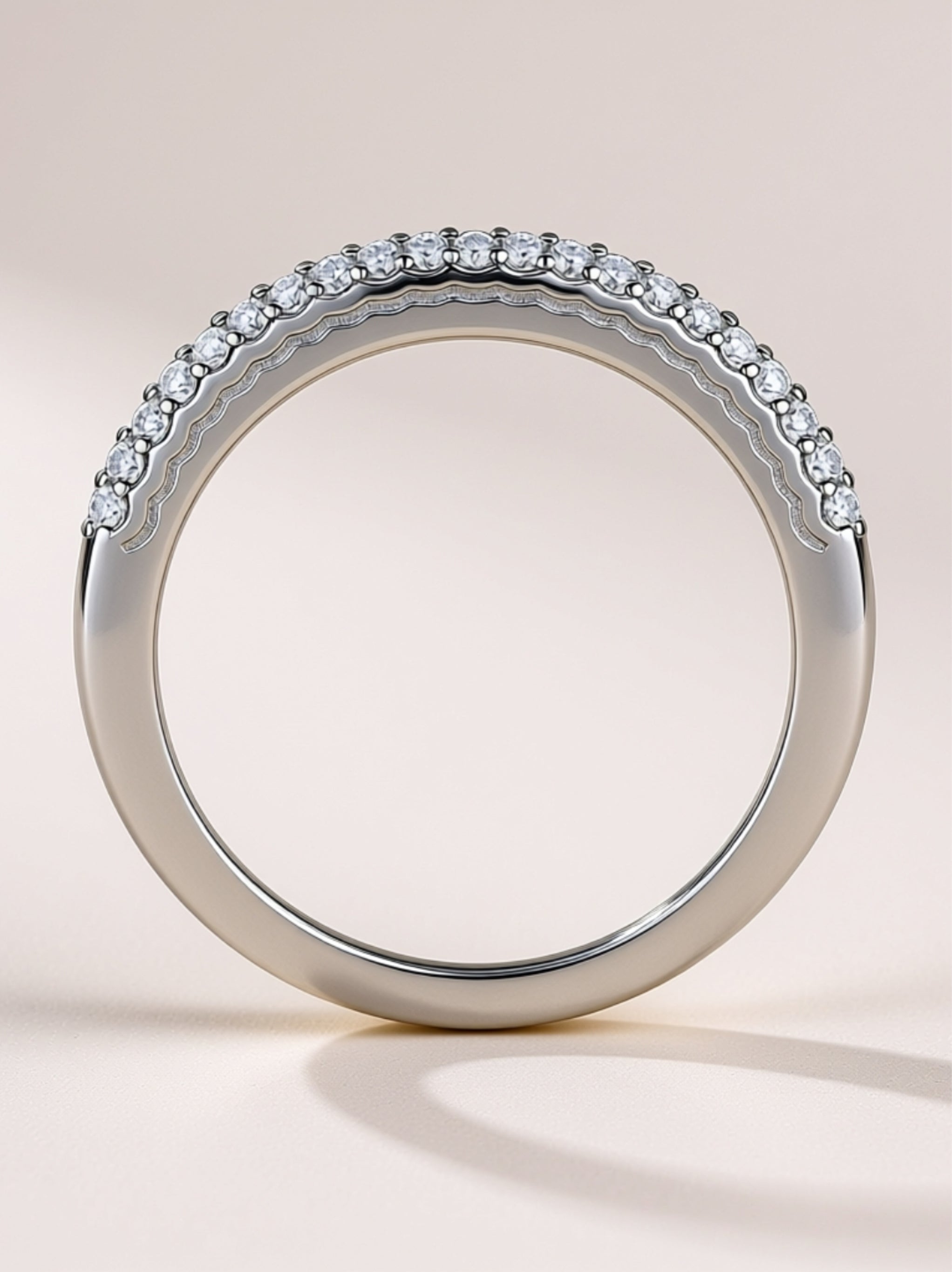 S925 Platinum‑Plated Triple‑Row Moissanite Band