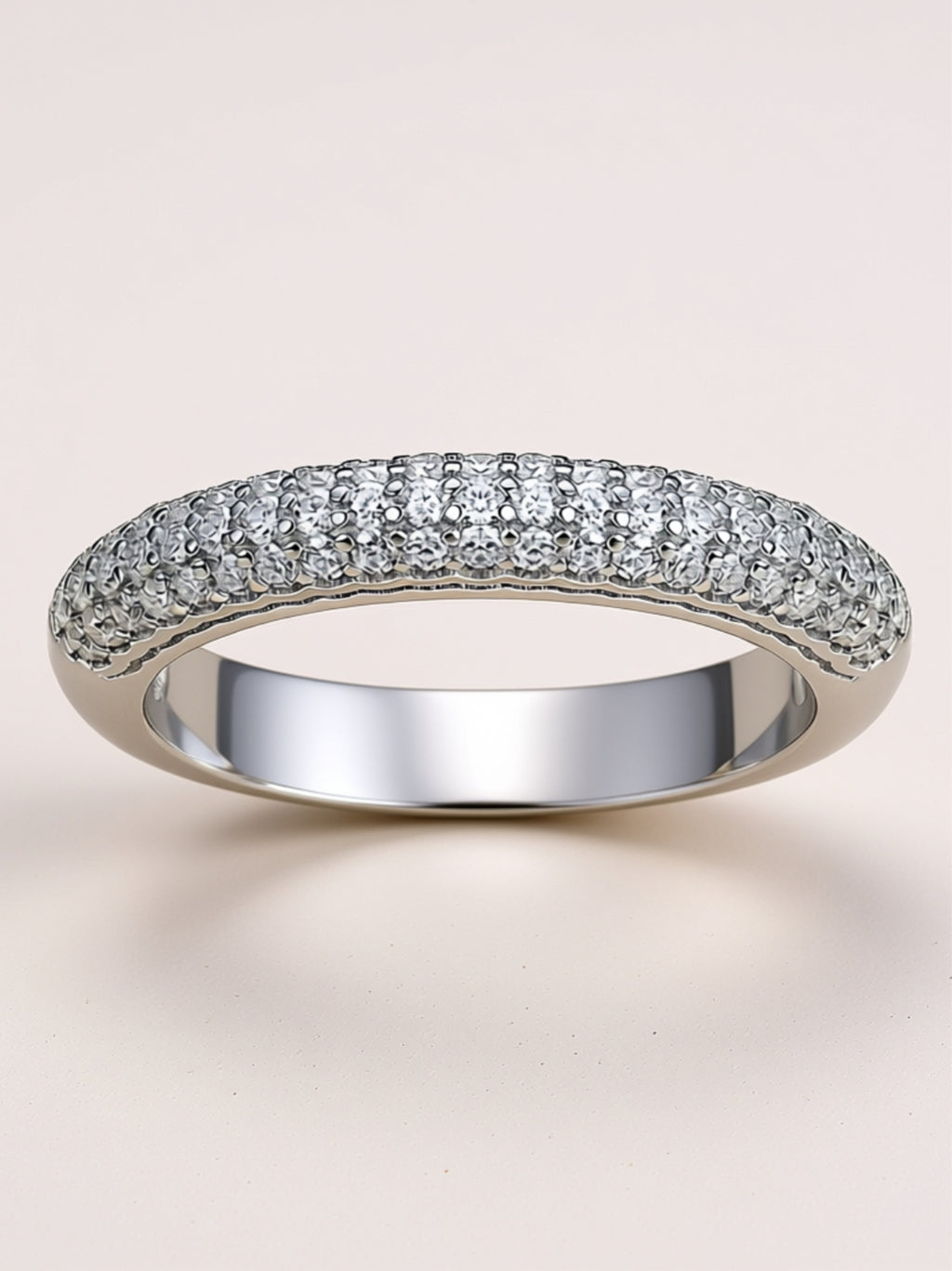 S925 Platinum‑Plated Triple‑Row Moissanite Band