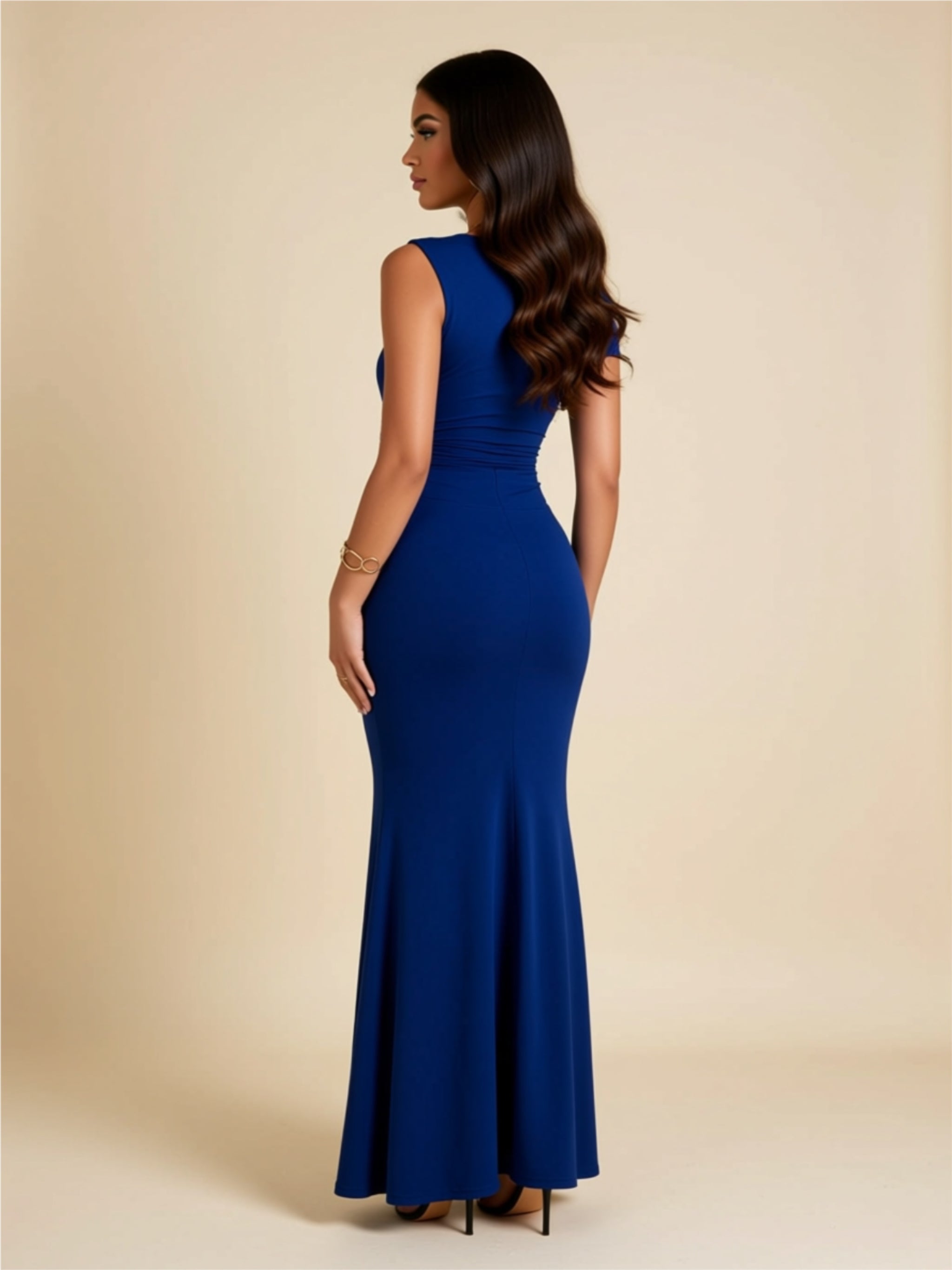 One‑Shoulder Ruched Maxi Dress