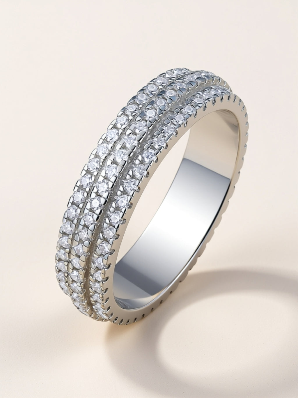 Triple‑Row Moissanite Eternity Band