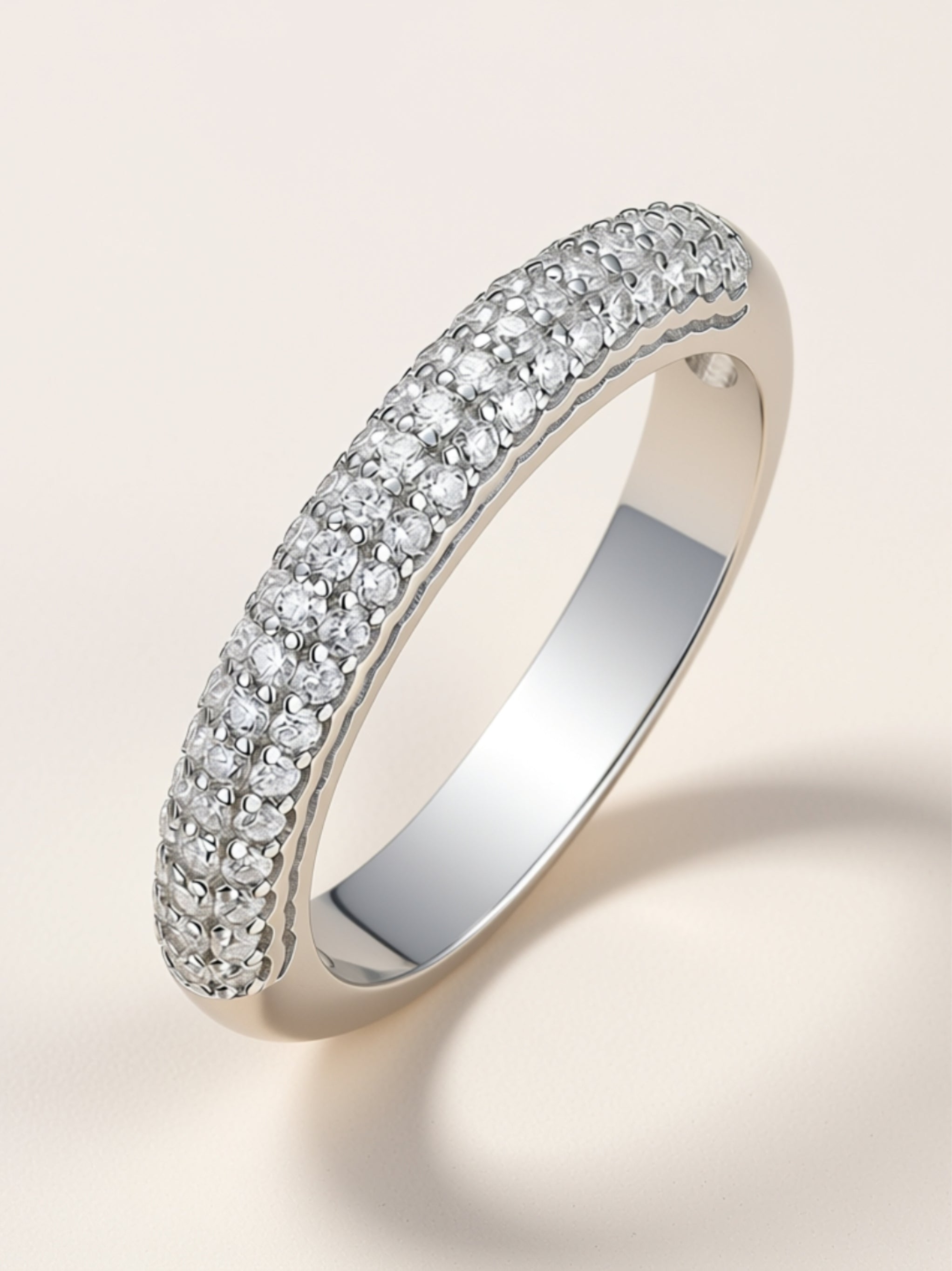 S925 Platinum‑Plated Triple‑Row Moissanite Band