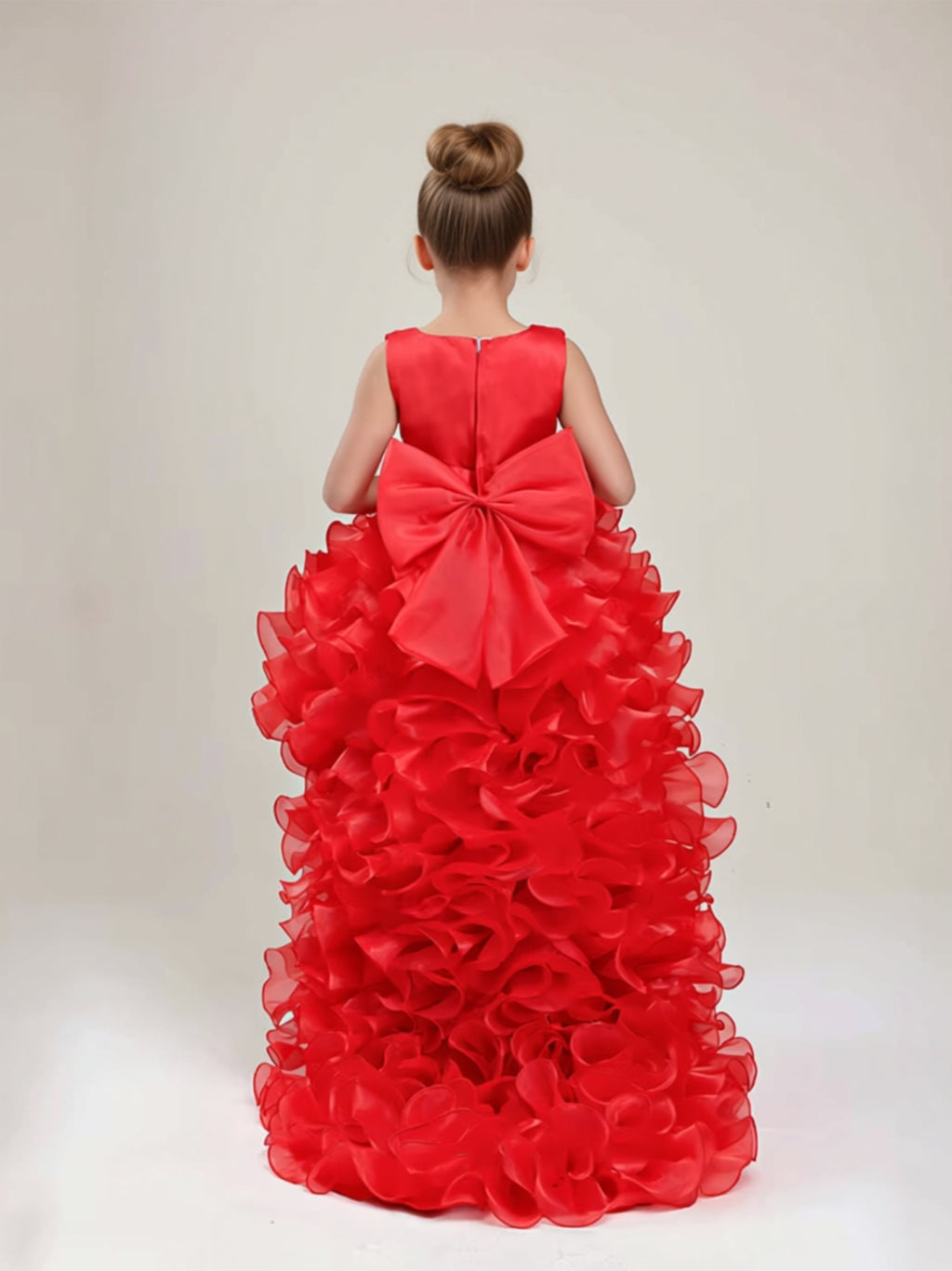 Girls’ High‑Low Ruffle Ball Gown