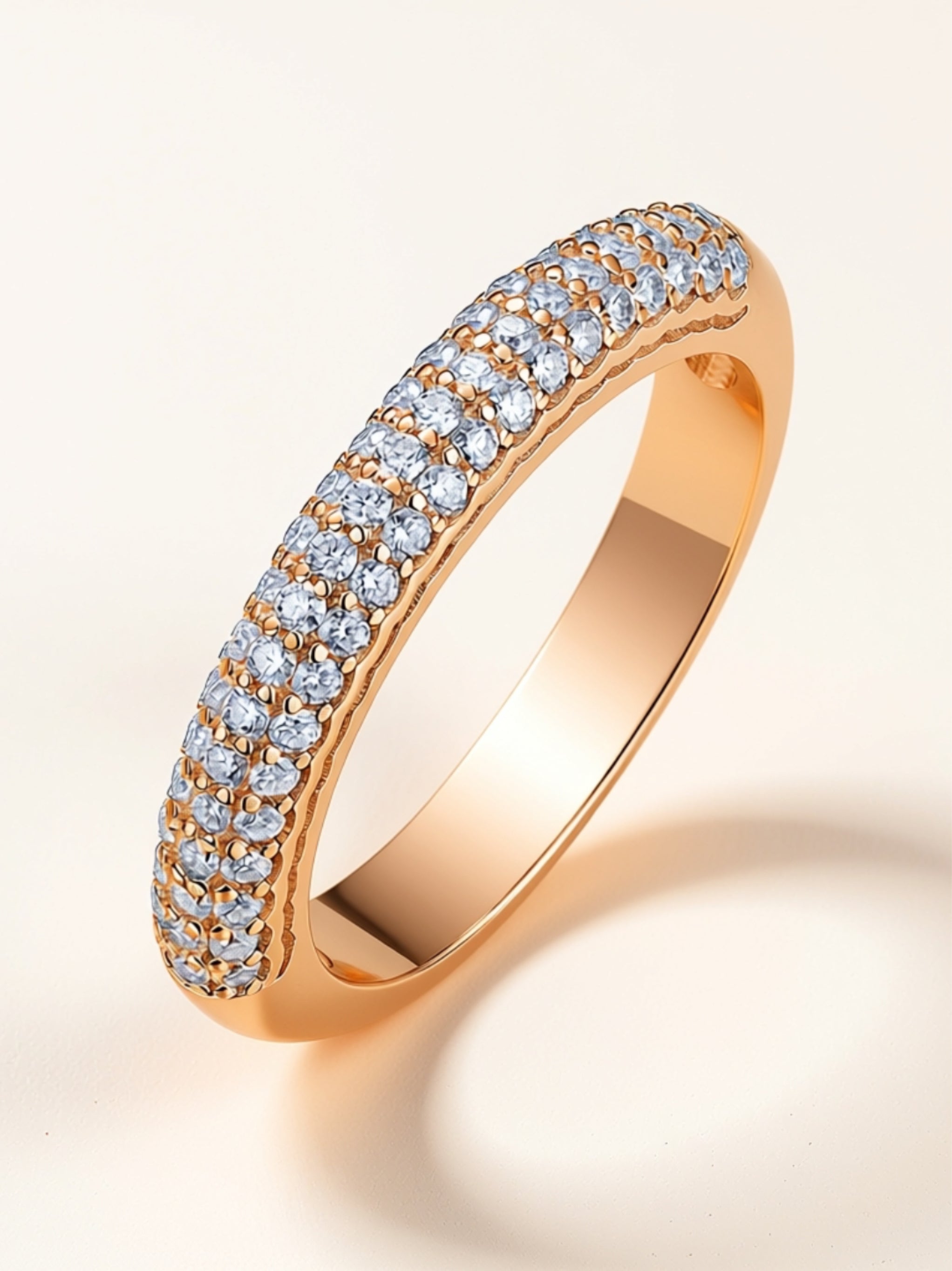 S925 Platinum‑Plated Triple‑Row Moissanite Band