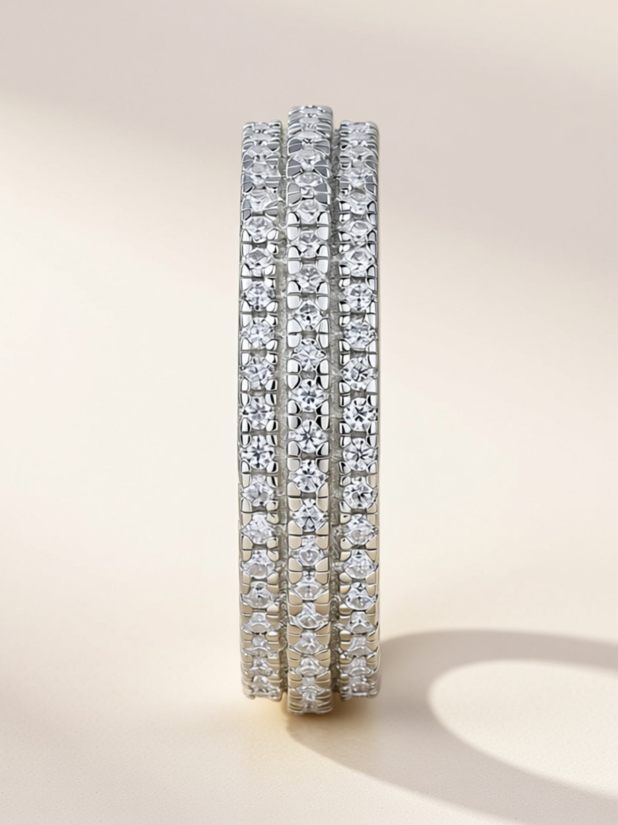 Triple‑Row Moissanite Eternity Band