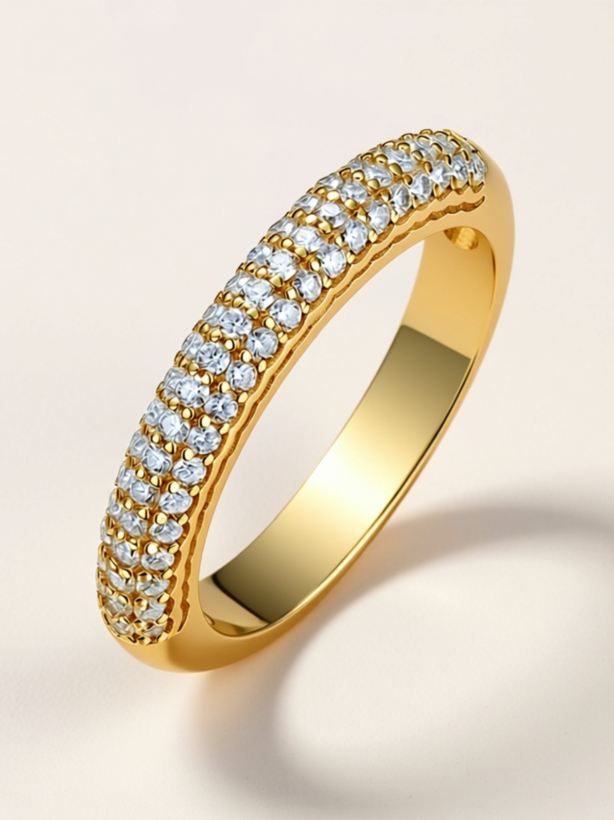 S925 Platinum‑Plated Triple‑Row Moissanite Band